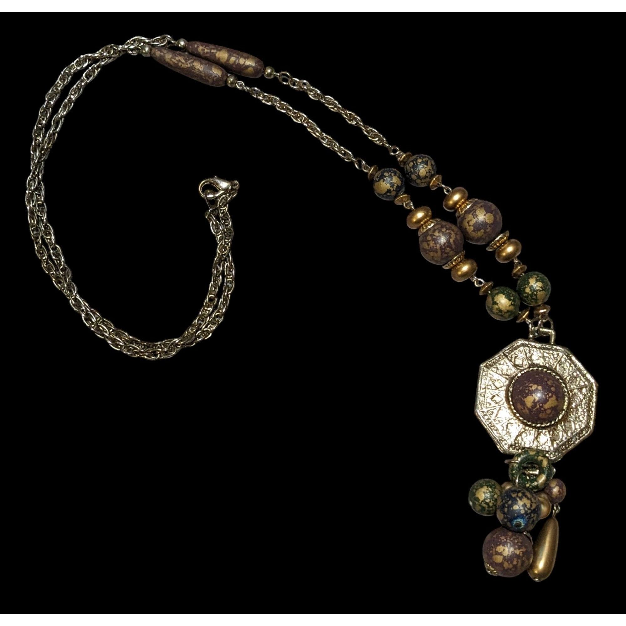 Other Vintage 80s Bohemian Metallic Beaded Tassel Necklace Size ONE SIZE - 1 Thumbnail
