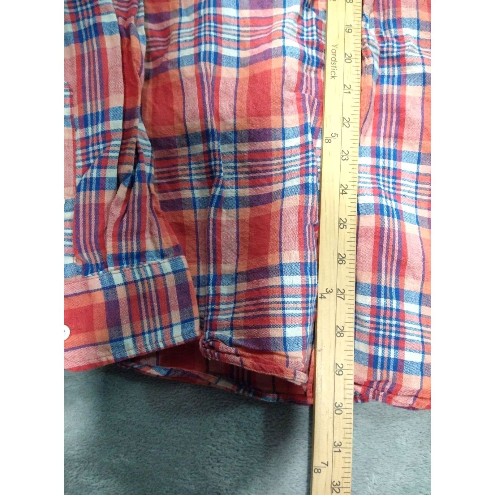 American Eagle Outfitters American Eagle Outfitters Shirt Mens XL Orange Plaid Linen Blend Long Sleeve Classic Fit Size US XL / EU 56 / 4 - 4 Thumbnail