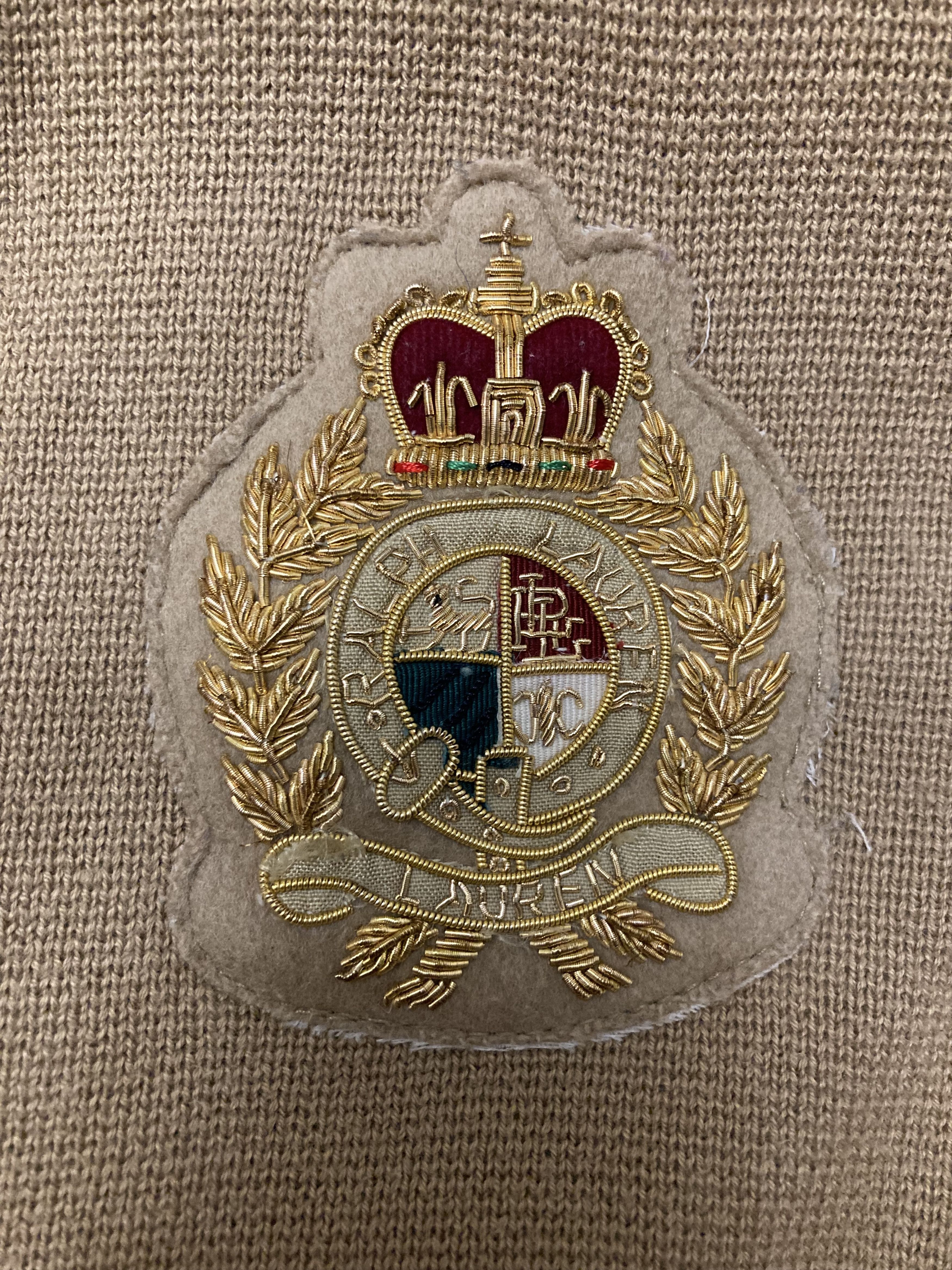 Ralph Lauren × Vintage Ralph Lauren Beige Cotton Blazer With Embroidered Patch Size S / US 4 / IT 40 - 6 Thumbnail