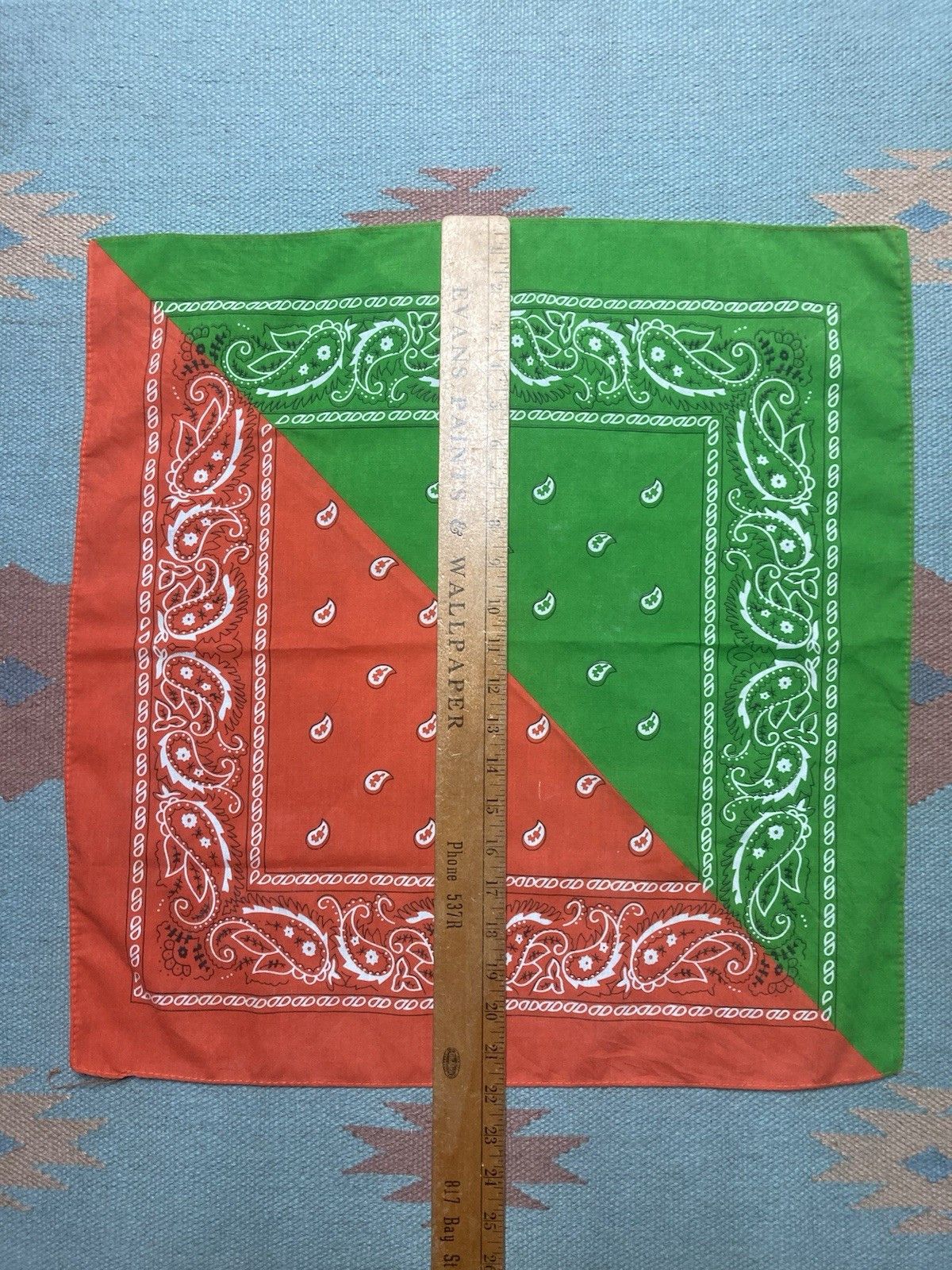 Vintage bandana handkerchief paisley green 2 tone Miami hurricanes Size ONE SIZE - 5 Thumbnail