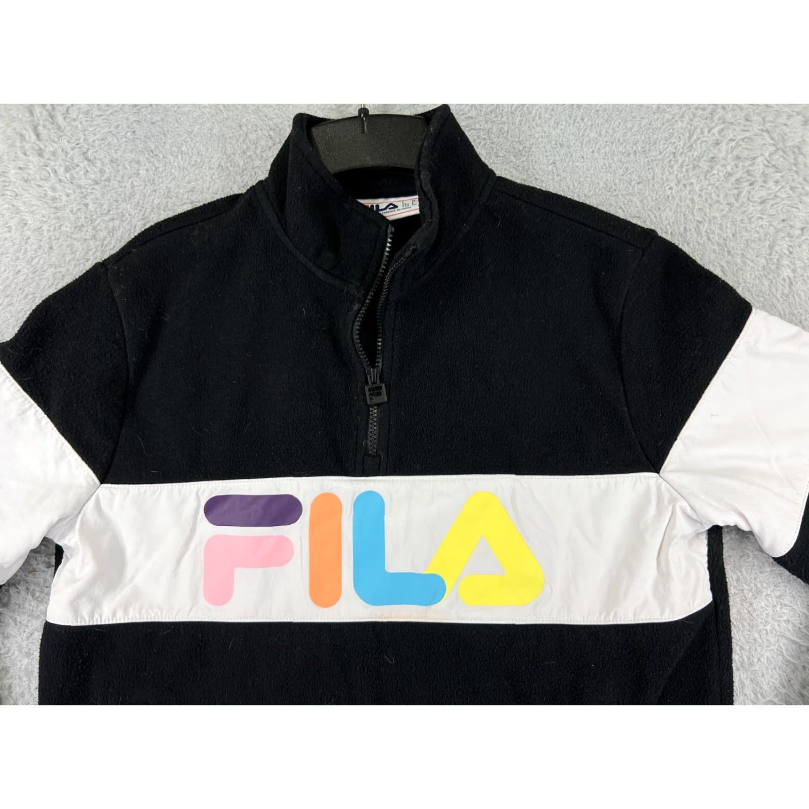 Fila VINTAGE FILA Sweater Womens Small Black Logo 1/4 Zip Mock Neck Fleece Size S / US 4 / IT 40 - 7 Thumbnail