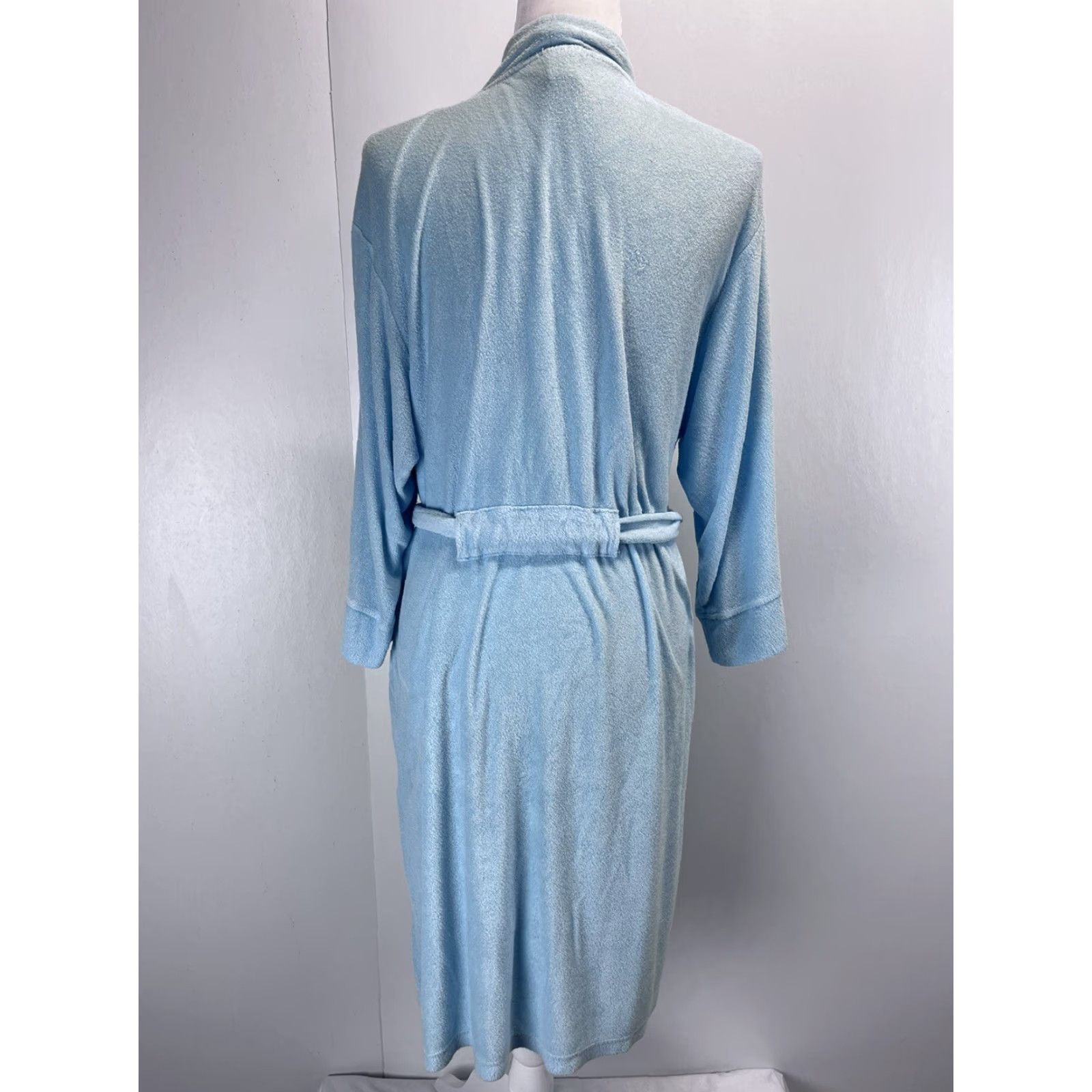 Vintage Natori Terry Robe Sz XL 14 16 Blue Belted Womens GUC Size ONE SIZE - 3 Thumbnail