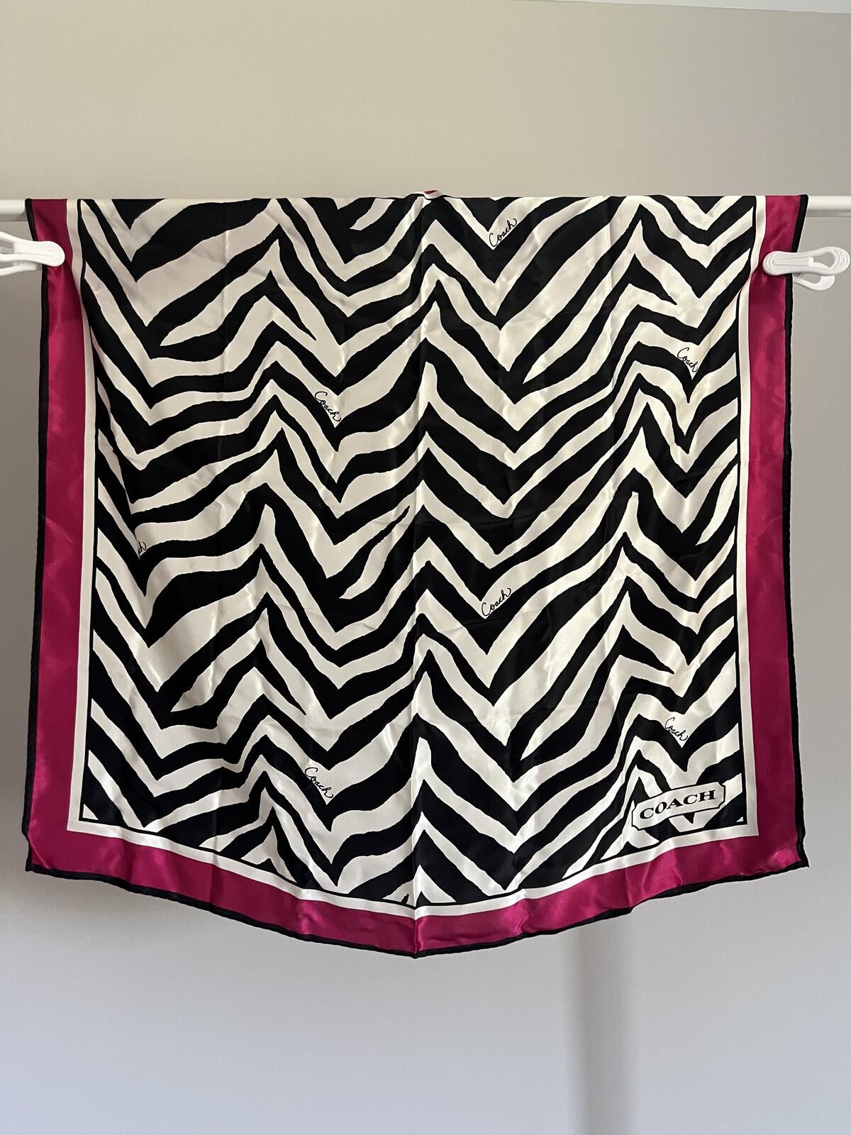 Coach Coach Zebra Print Silk Scarf with Magenta Border & Dust Bag Size ONE SIZE - 1 Thumbnail