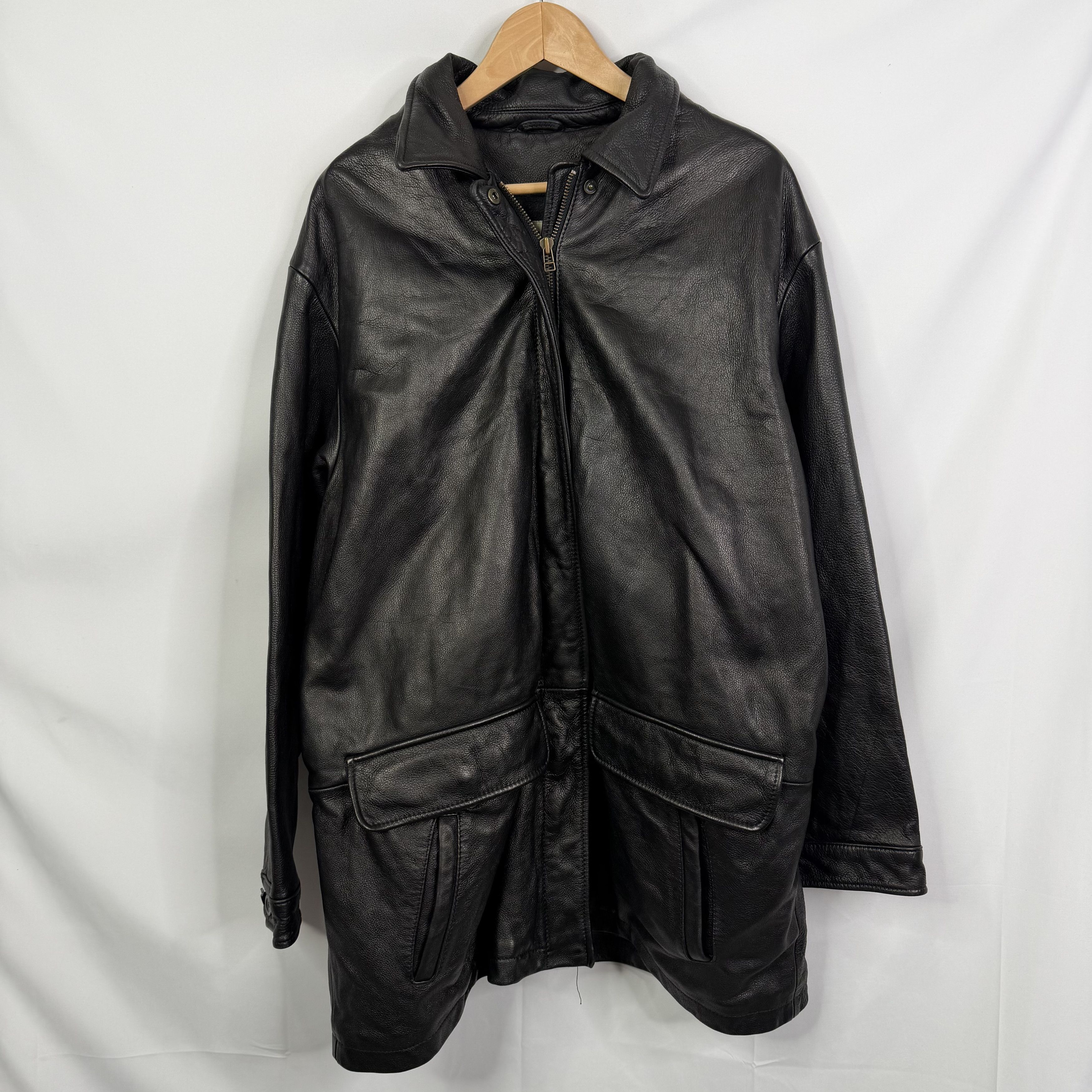 Eddie Bauer Vintage Eddie Bauer Black Genuine Leather Car Coat Jacket Size XXL / US 16-18 / IT 52-54 - 11 Thumbnail