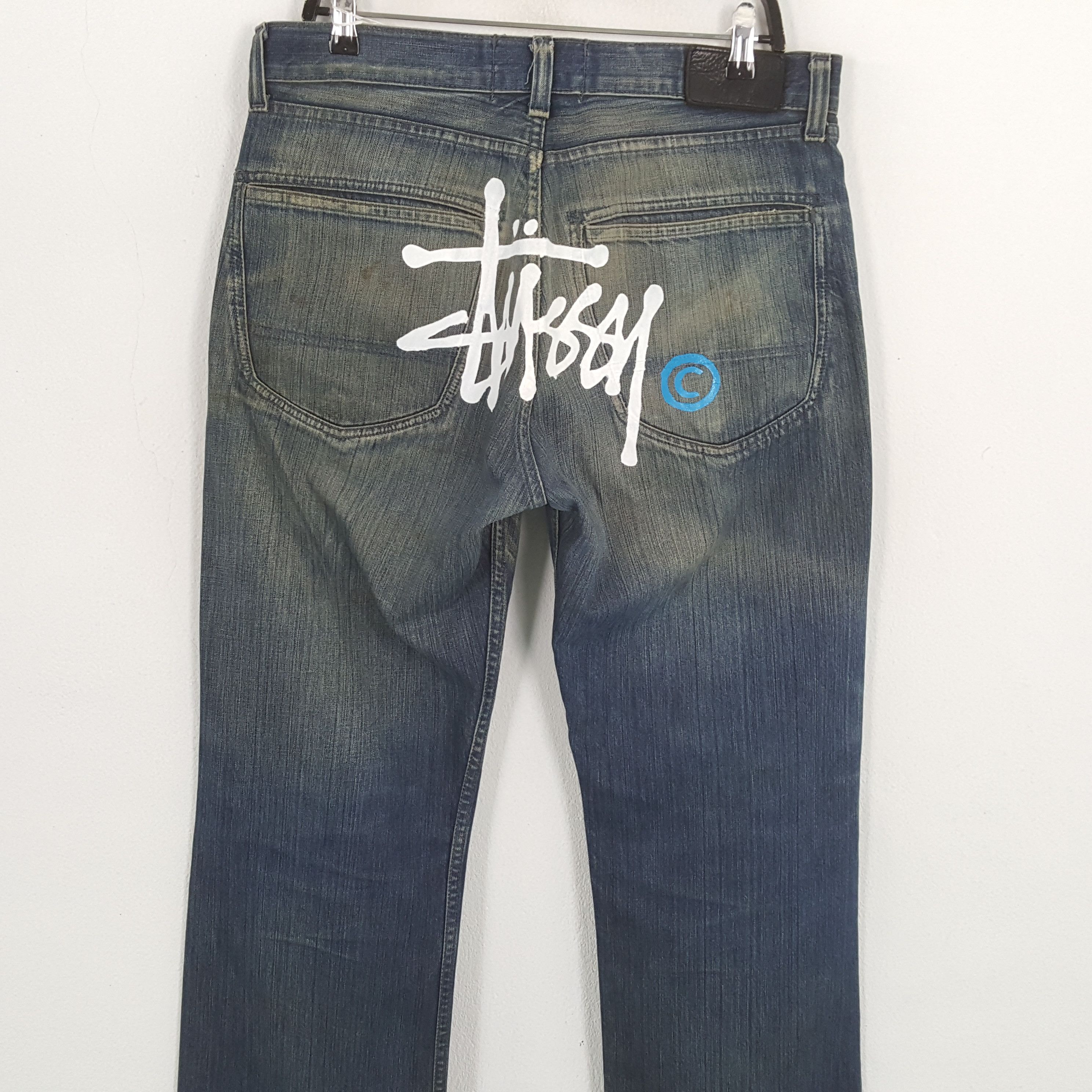 Stussy × Vintage STUSSY Streetwear Skateboard Style Custom Art Jeans Size US 33 - 2 Thumbnail