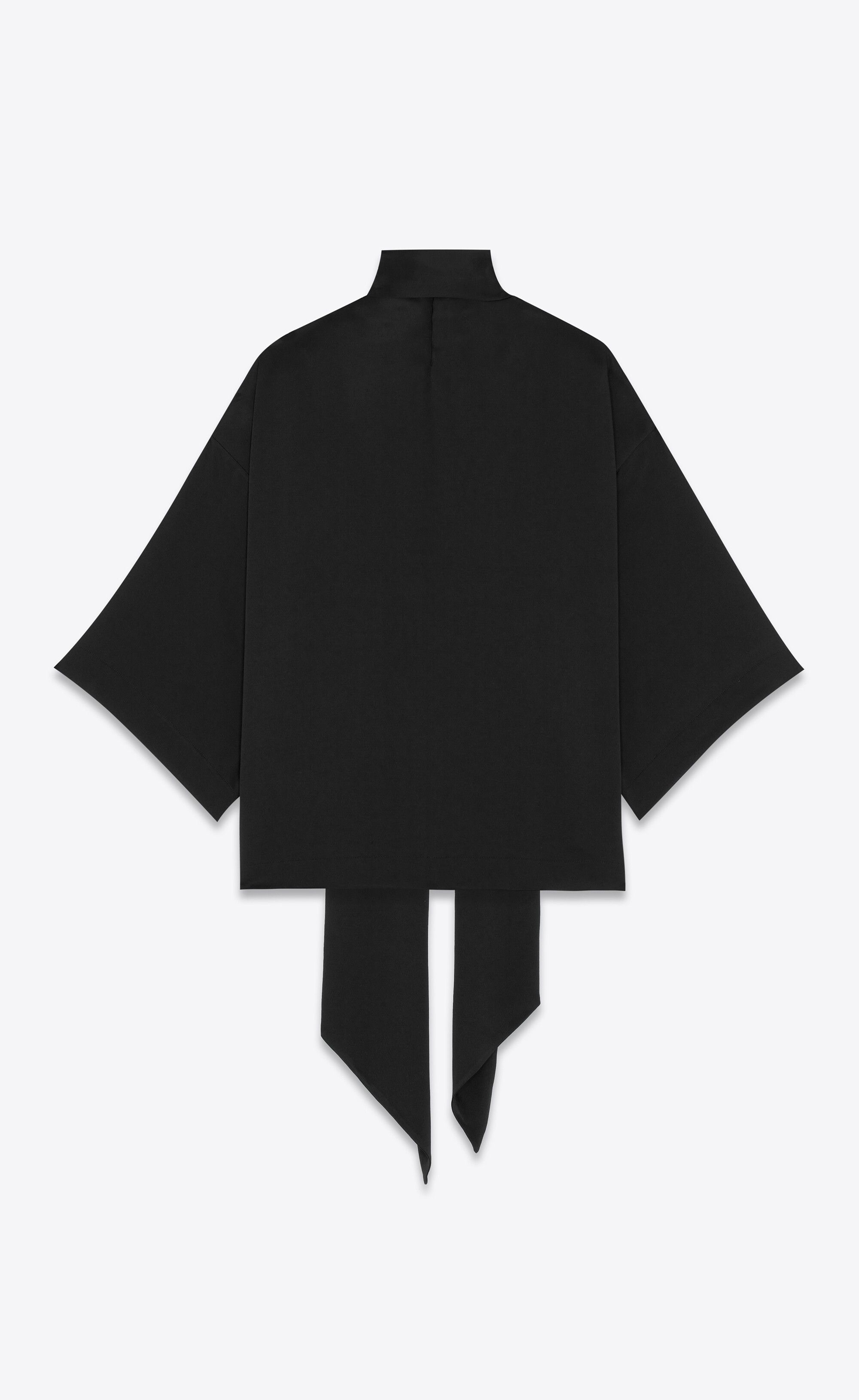 Saint Laurent Paris o1s1wg110125 740381 Blouse in Crepe Satin in Black Size S / US 4 / IT 40 - 4 Thumbnail