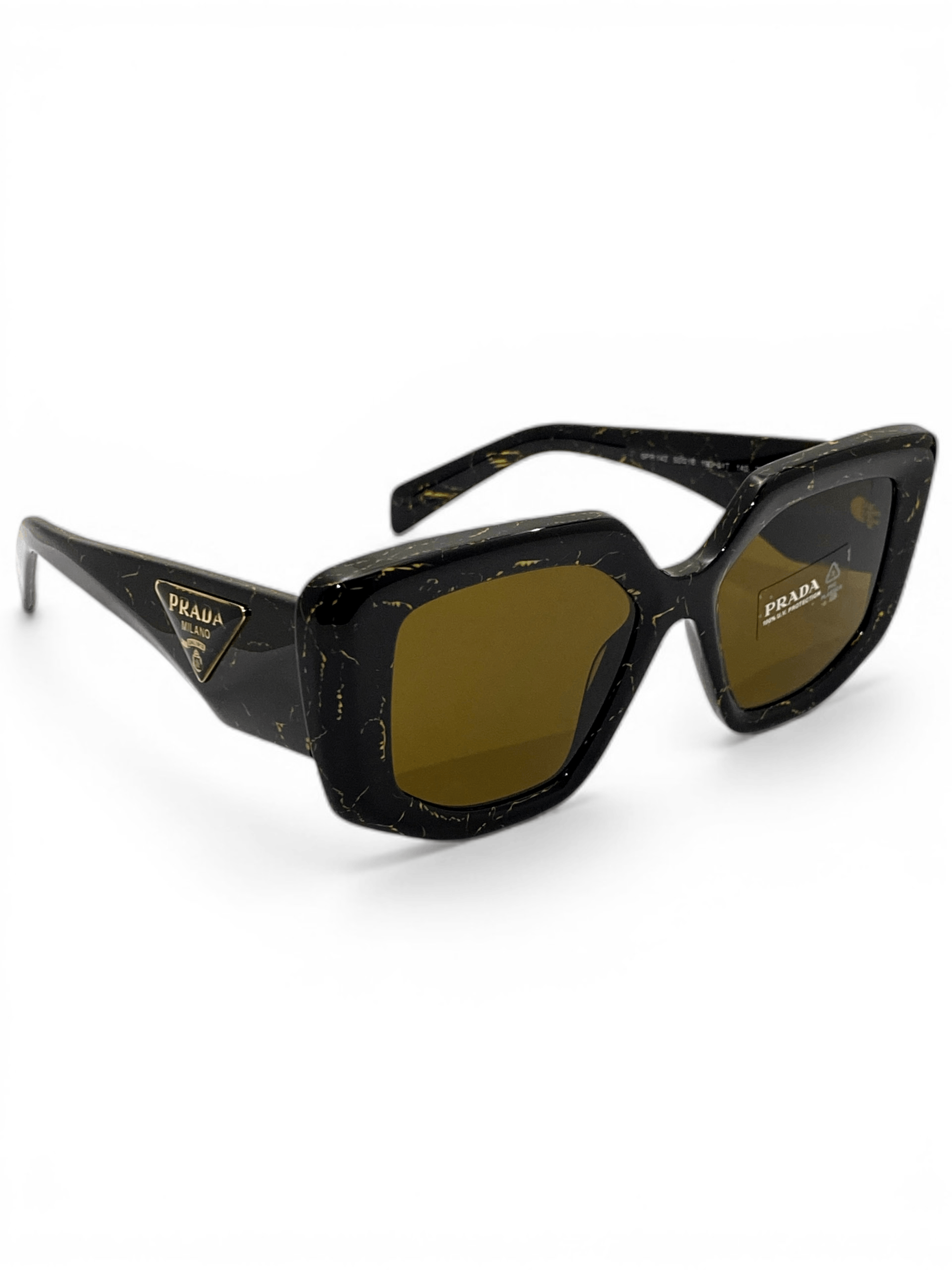 Prada Prada Triangle Logo Oversized Retro Symbol Black Sunglasses Size ONE SIZE - 1 Thumbnail