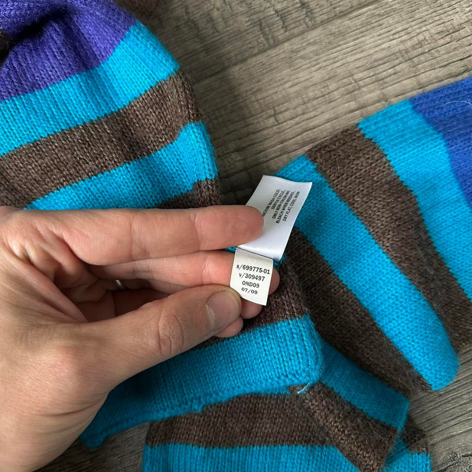 Old Navy × Vintage Vintage 00s Old Navy Blue Brown Green Striped Winter Scarf Size ONE SIZE - 4 Thumbnail