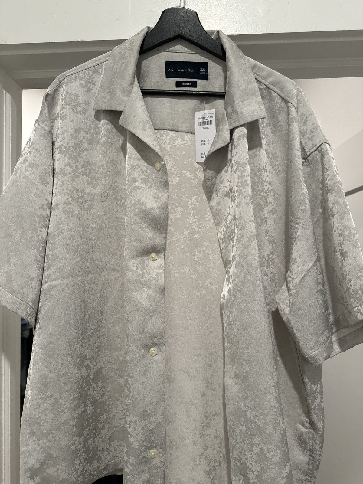 Abercrombie & Fitch Camp Collar Cropped Jacquard Shirt Size US XXL / EU 58 / 5 - 7 Thumbnail