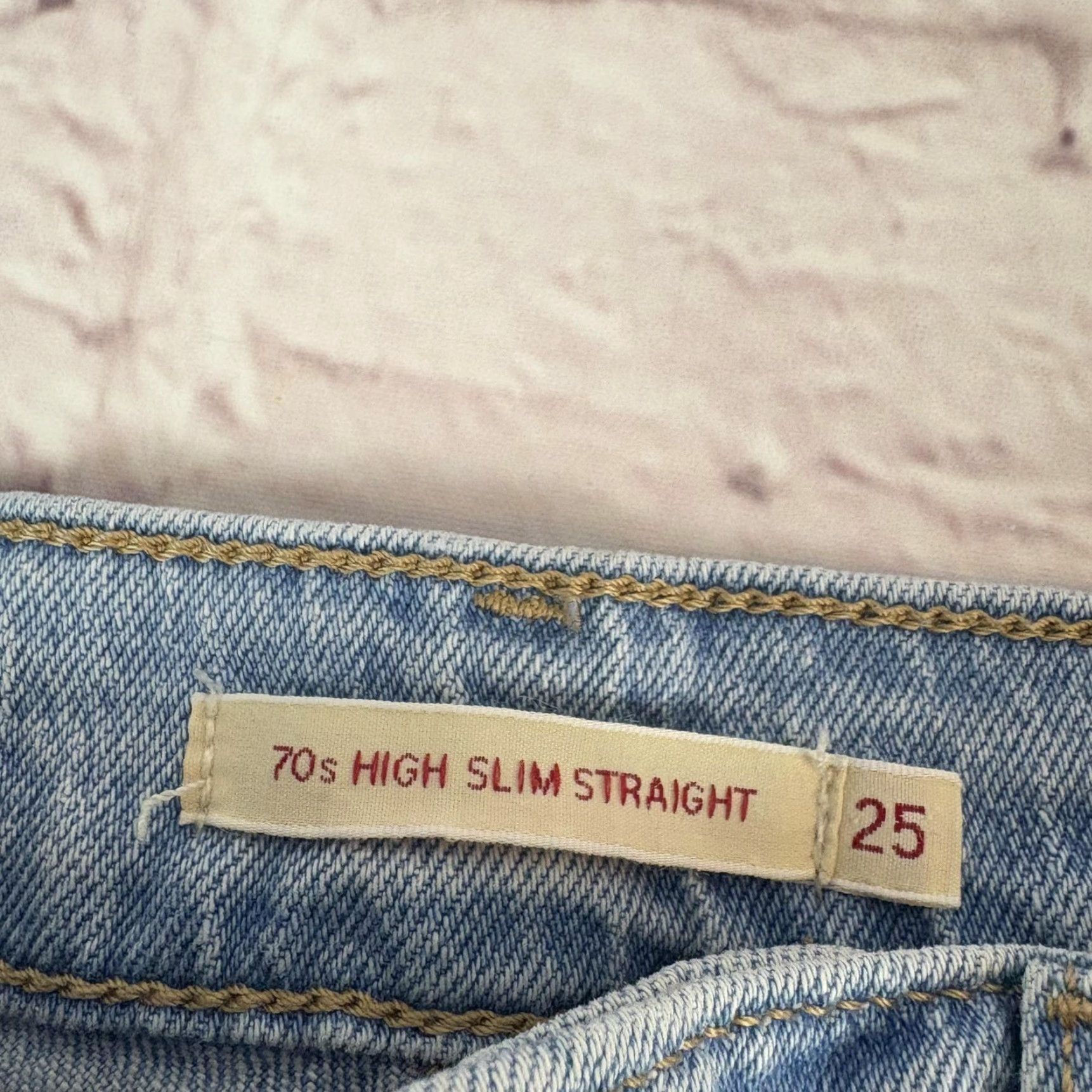 Levi's Levis Premium 70s High Slim Straight Jeans Womens 25 Light Wash High Rise Denim Size 42" / US 20 - 5 Thumbnail