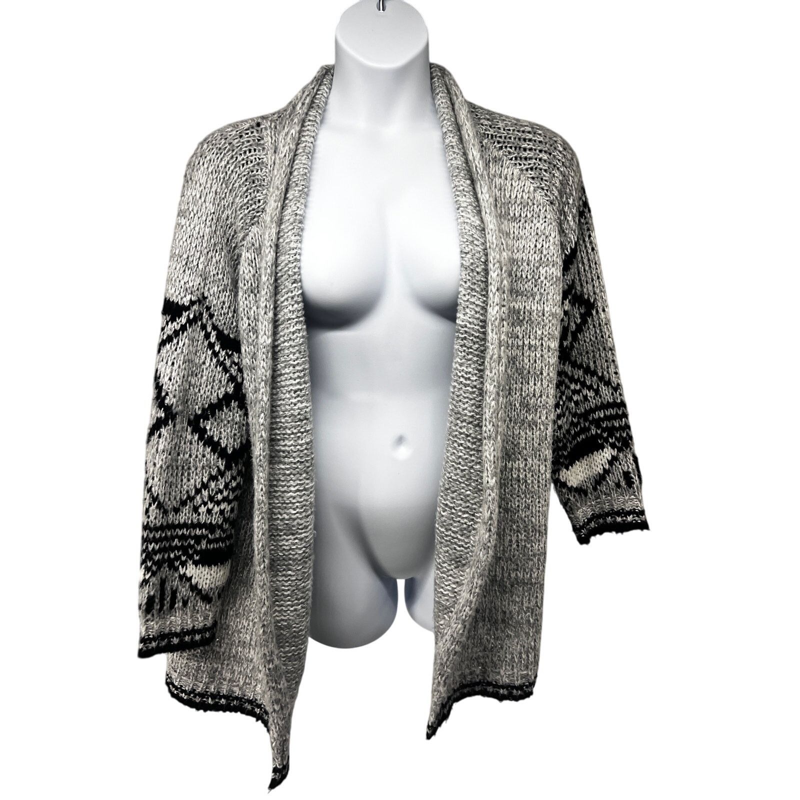 Anthropologie Anthropologie Gray Open Long Chunky Cardigan Sweater 1X Size XL / US 12-14 / IT 48-50 - 4 Thumbnail