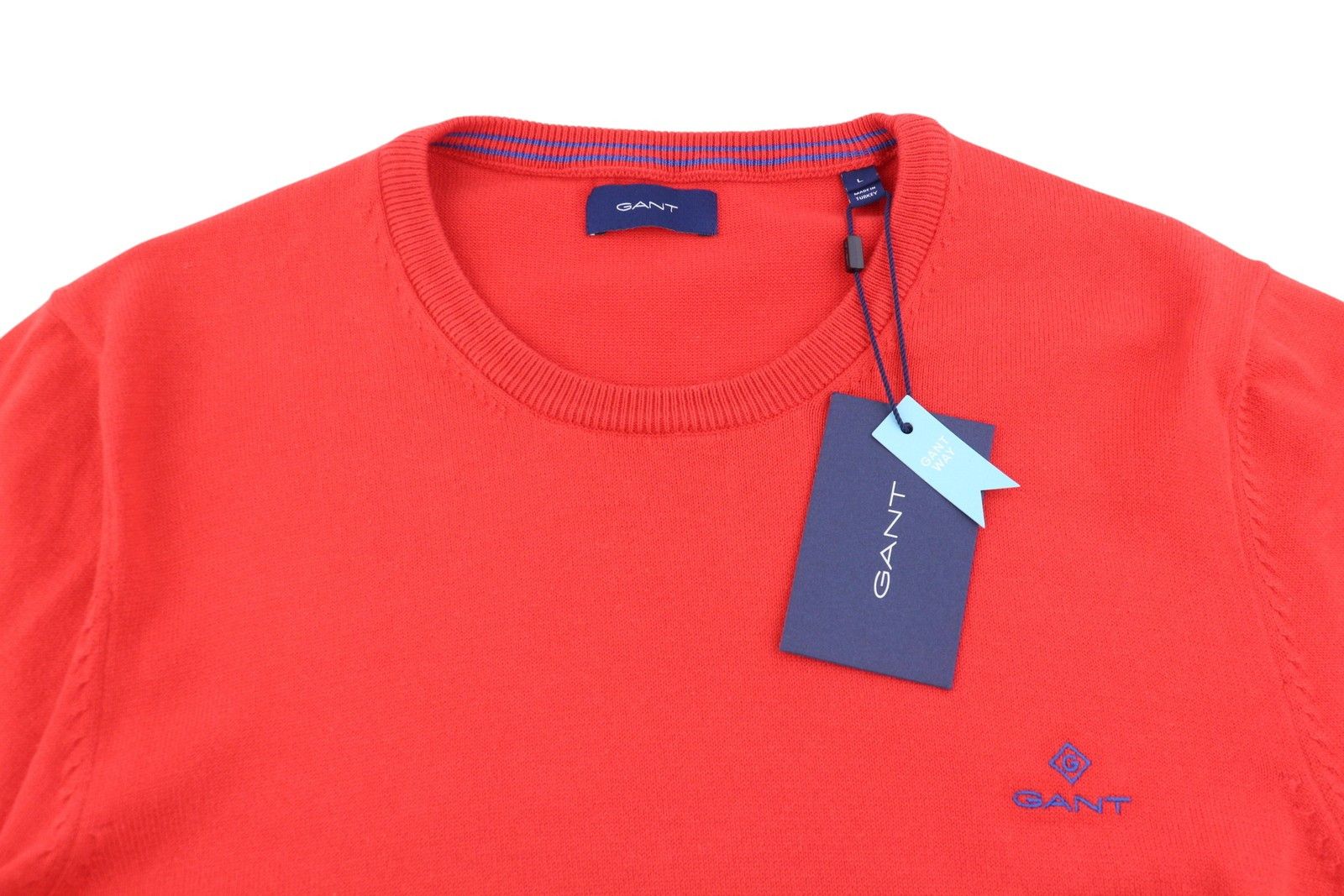 Gant STRETCH COTTON C-NECK L Lava Red Tight Knit Jumper 87242 Size US L / EU 52-54 / 3 - 5 Thumbnail