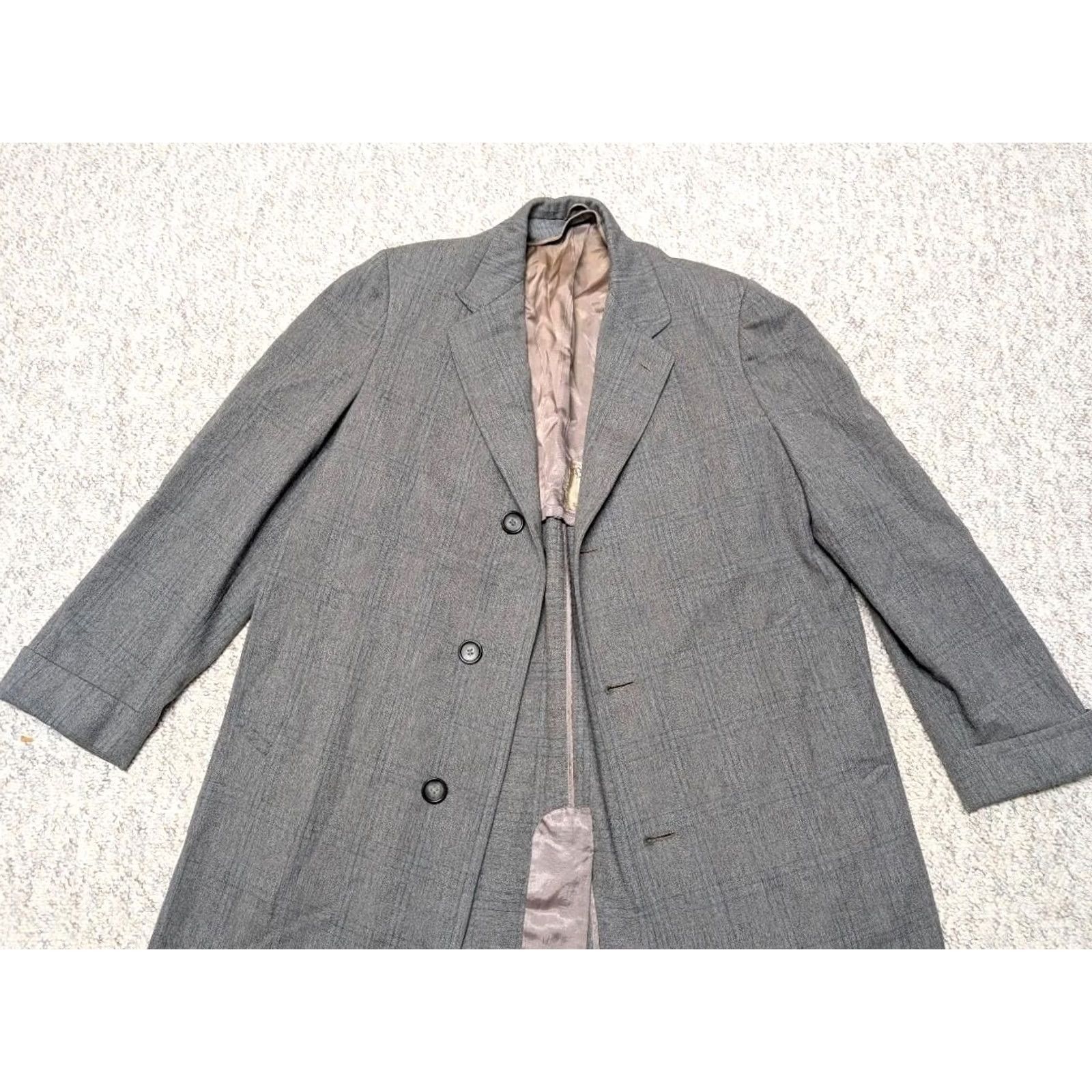 Atomic VINTAGE Botany 500 overcoat Shirt XL gray Plaid Donegal Wool England 1950s United States Mens Size US XL / EU 56 / 4 - 4 Thumbnail