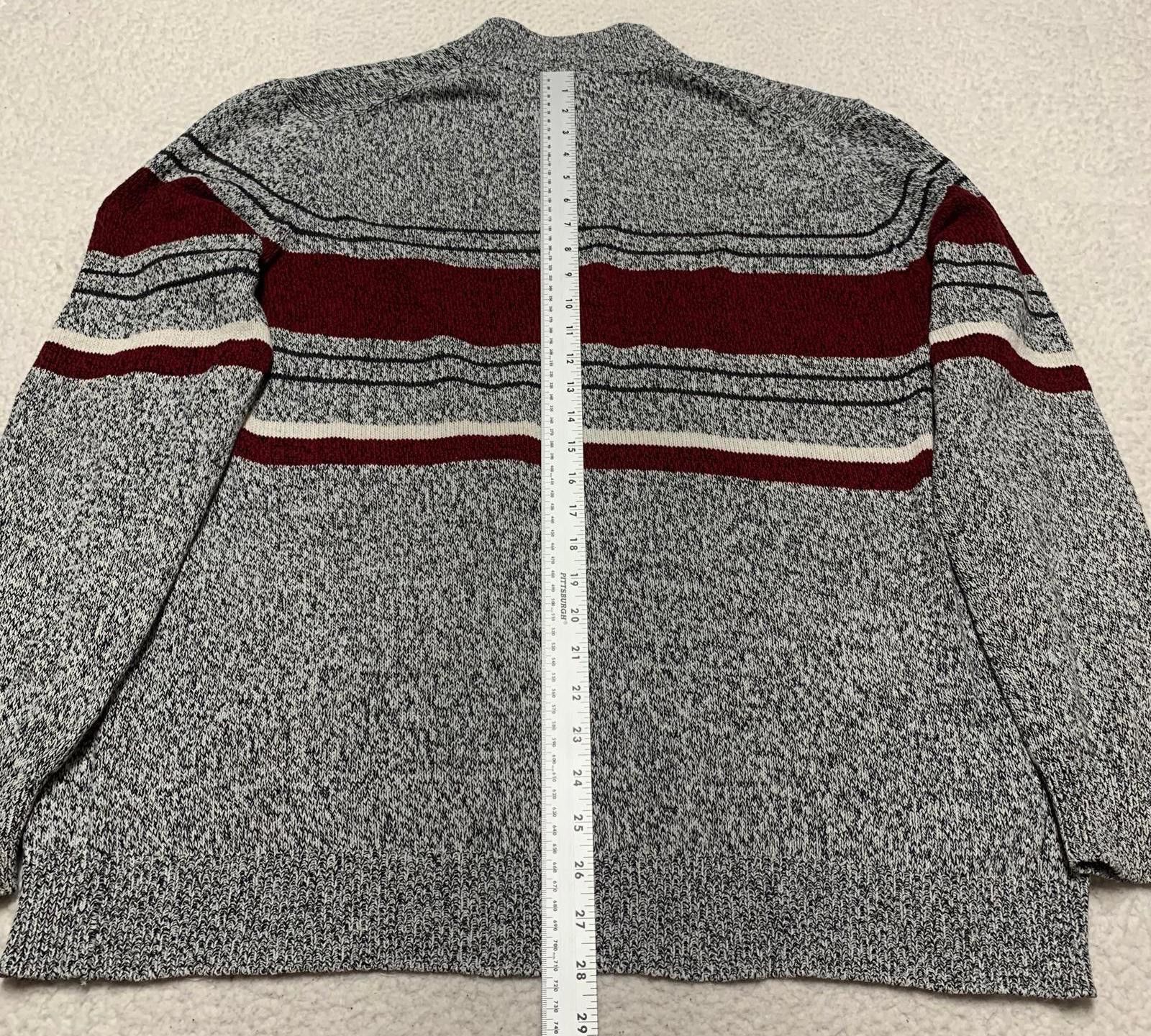 Croft & Barrow Croft & Barrow Men's XL Gray Burgundy Striped Sweater Cotton Size US XL / EU 56 / 4 - 9 Thumbnail