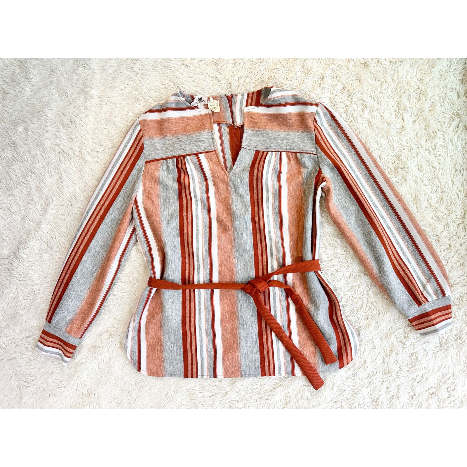 Vintage 70s Burnt Orange Stripe Tunic Set Size 38" / US 16 / IT 52 - 4 Thumbnail