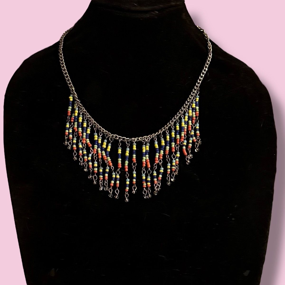 Other Silver tone multicolor fringe bead bib necklace Size ONE SIZE - 1 Thumbnail