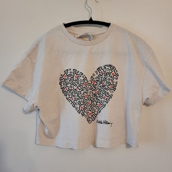 Keith Haring Keith Haring Love It All Cropped White Tshirt - Size S Size S / US 4 / IT 40 - 2 Thumbnail