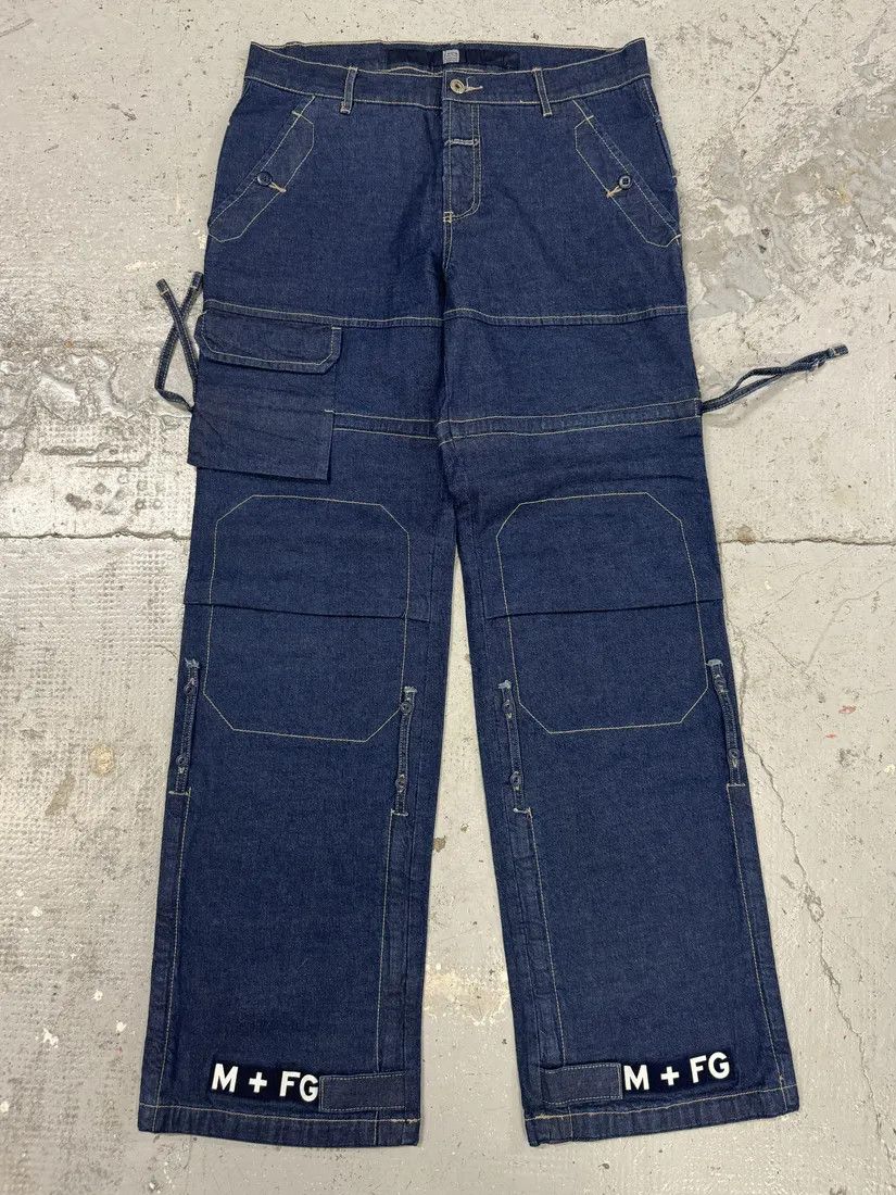 Designer × Marithe + Francois Girbaud × Vintage 2000s Marithé + François Girbaud Blue Carpenter Denim Cargo Jeans Size US 32 / EU 48 - 4 Thumbnail