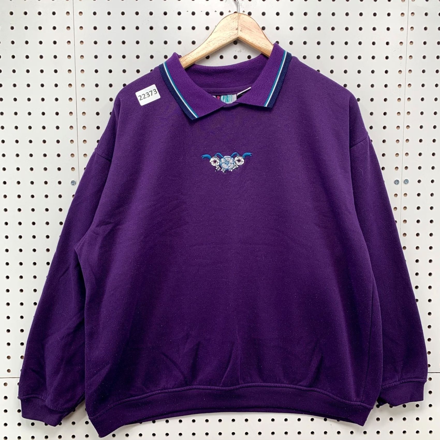 ESPIRIT VINTAGE Bolo Shirt Womens XL Purple Spirit Collared Sweatshirt Embroidered Floral Size XL / US 12-14 / IT 48-50 - 7 Thumbnail