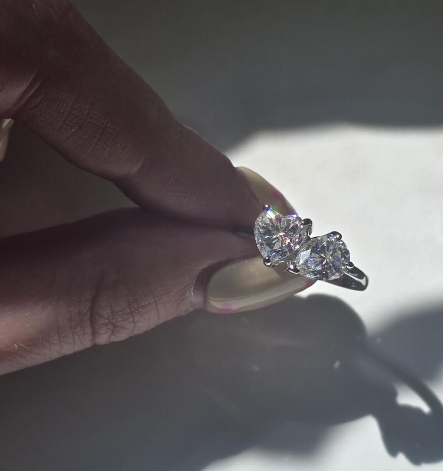 Other 2.4ct TCW moissanite toi-et-moi ring platinum overlay Size ONE SIZE - 4 Thumbnail