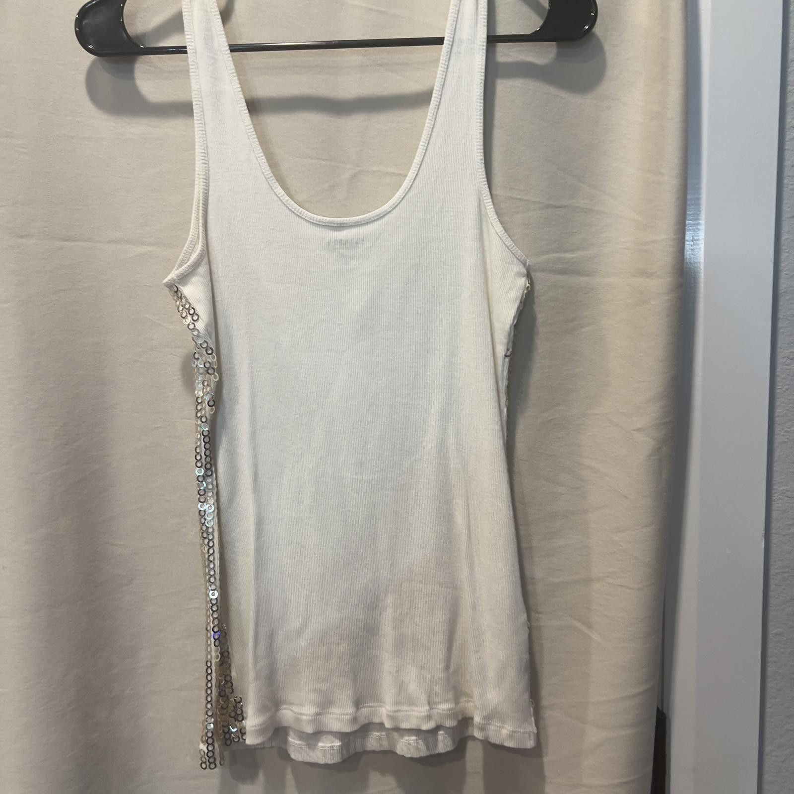Express Express Sexy Basic White Sequin Tank Top, Size M Size M / US 6-8 / IT 42-44 - 2 Thumbnail