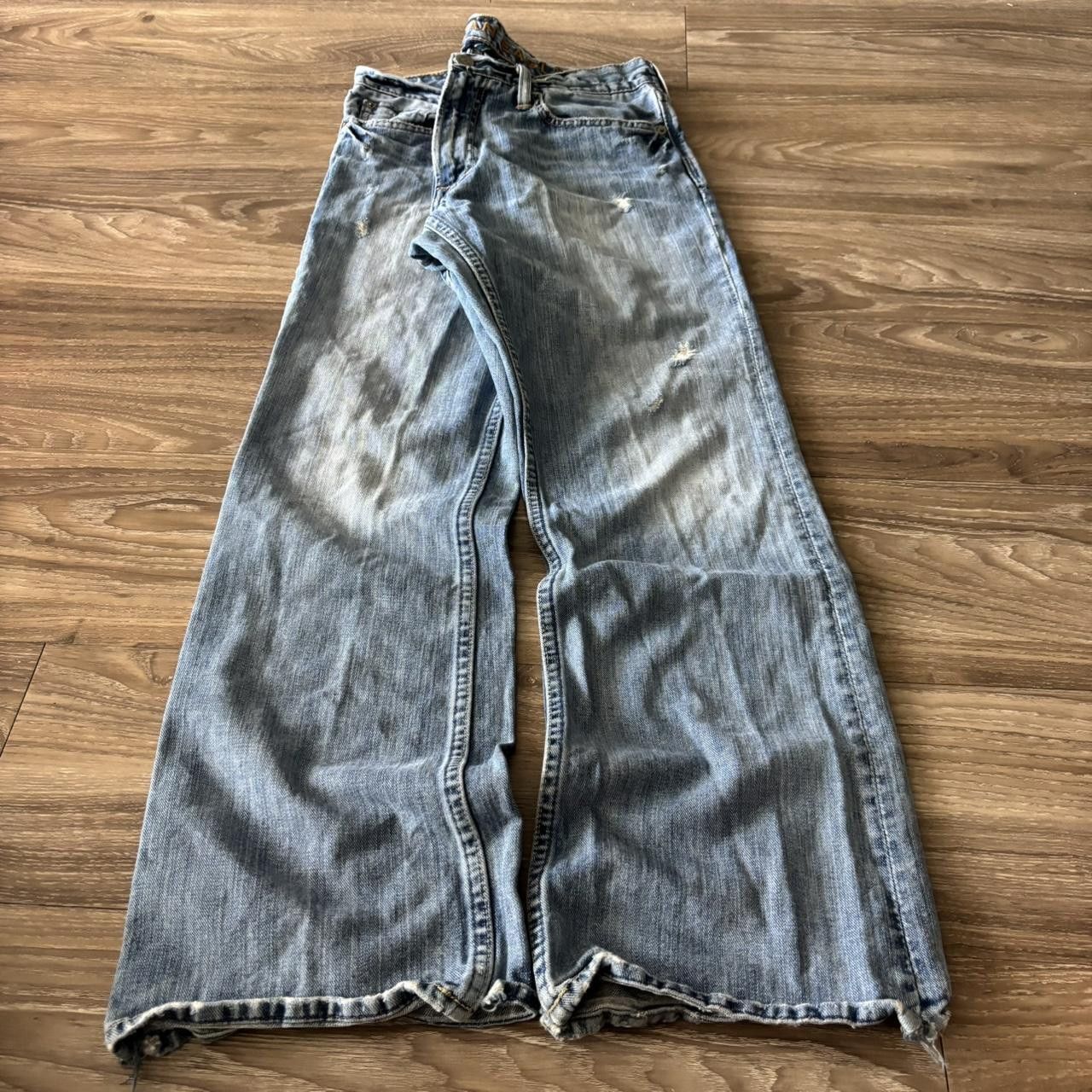 American Eagle Outfitters Crazy Vintage Y2K/2000s Grunge American Eagle Light Wash Low Boot Denim Jeans! 31x30 Size US 31 - 3 Thumbnail