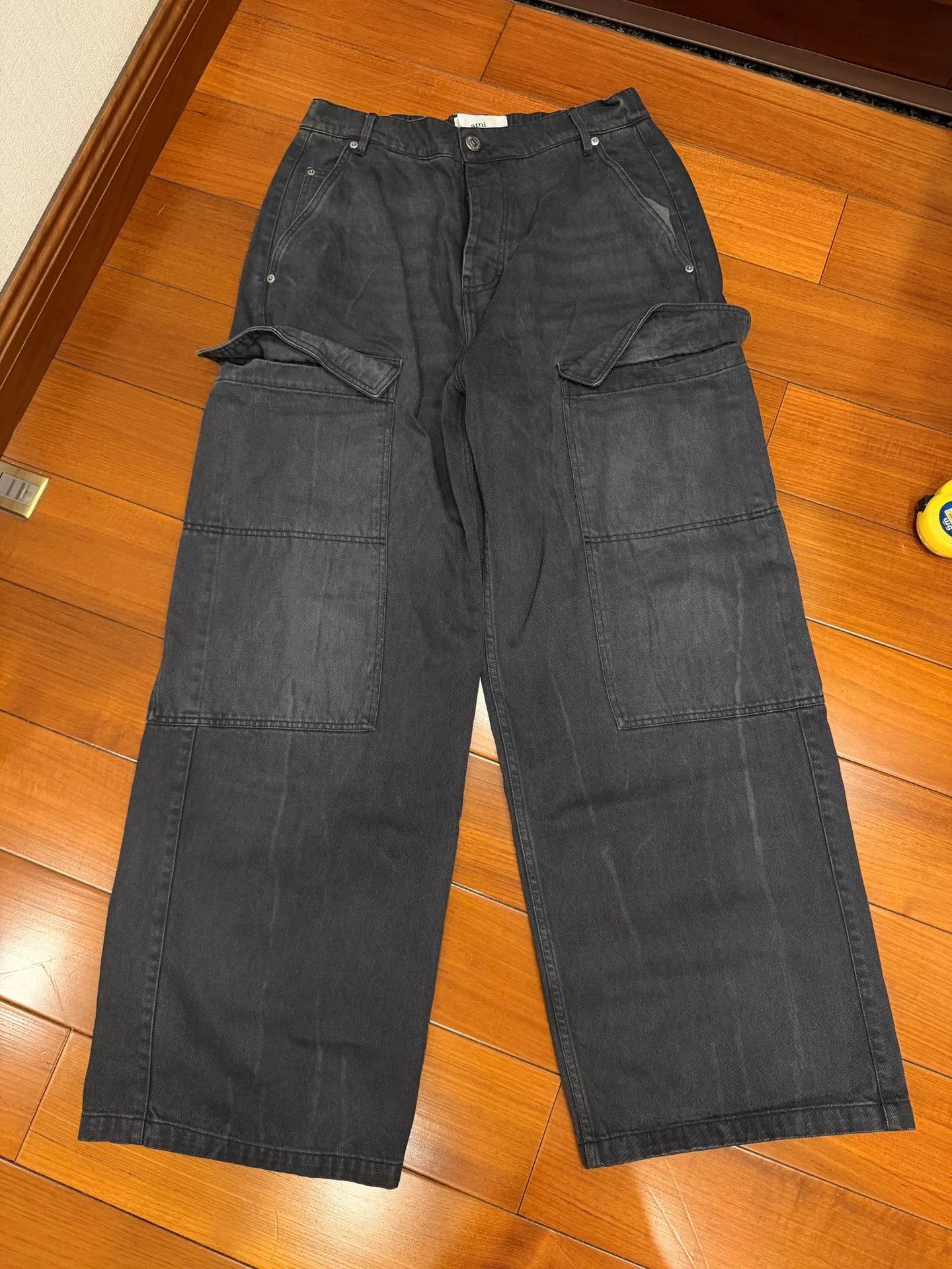 AMI AMI Black Cargo Wide-Leg Denim Pants Size US 30 / EU 46 - 1 Thumbnail