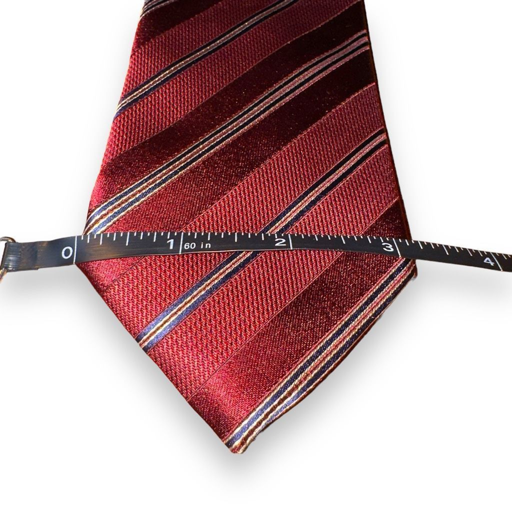 Eton Eton Red & White Stripe Handmade Italian Silk Tie Size ONE SIZE - 2 Thumbnail