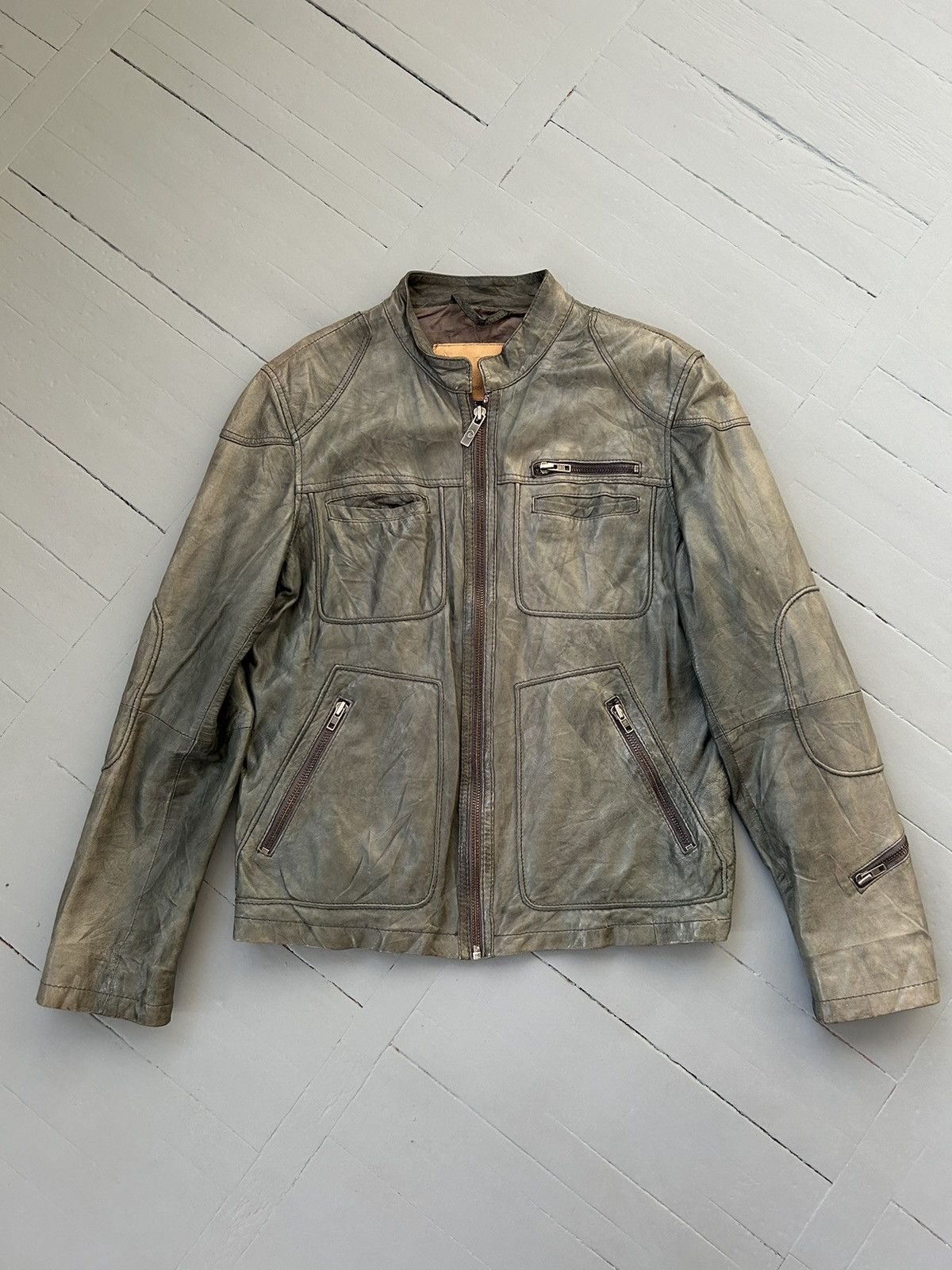 image of Goosecraft Leather Jacket in Grey, Men's (Size Large)