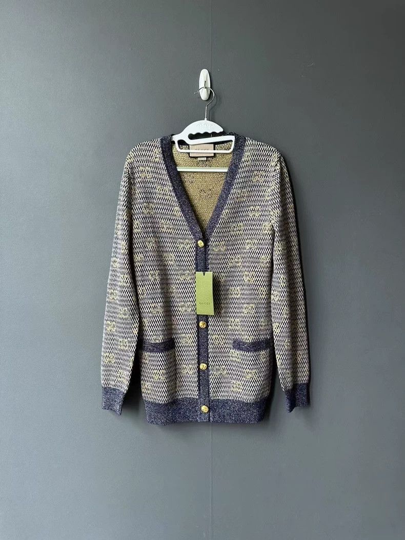 Gucci Gucci Gold thread full printed cardigan Size S / US 4 / IT 40 - 1 Thumbnail