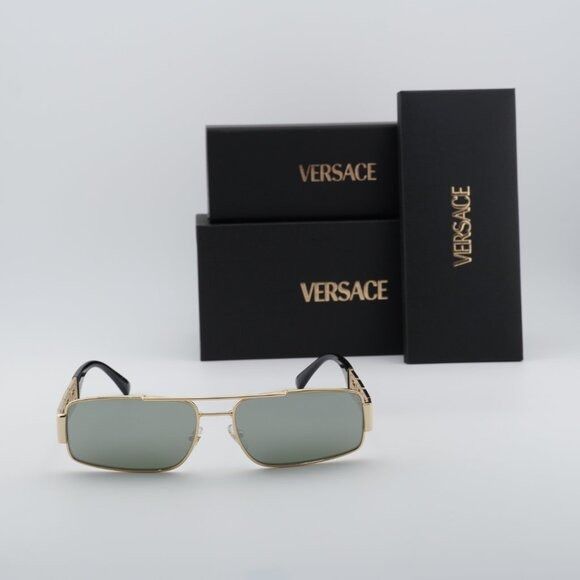 Versace Versace VE2257 100230 Sunglasses Gold Rectangle Frame,Green Size ONE SIZE - 10 Thumbnail