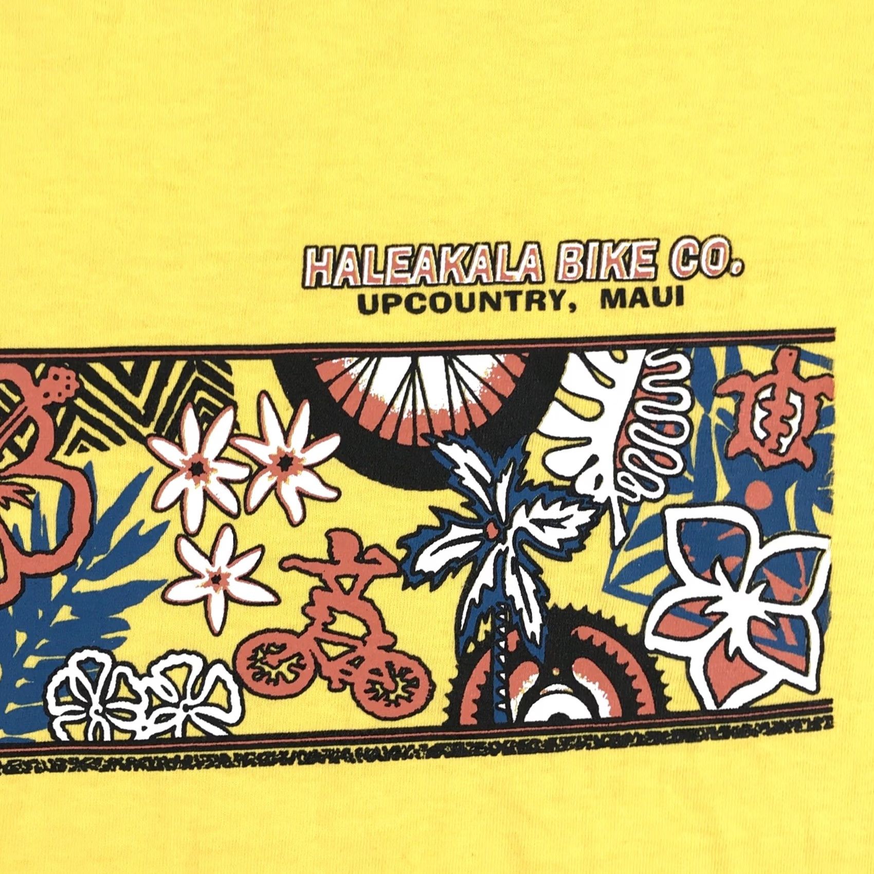 Anvil VINTAGE Haleakala Bike Co. Upcountry Maui Hawaii Survivor 2-Sided T-Shirt L Yellow Mens 90s Cartoon Double-Sided Cotton 80s 90s Vintage Shirt Size US L / EU 52-54 / 3 - 4 Thumbnail