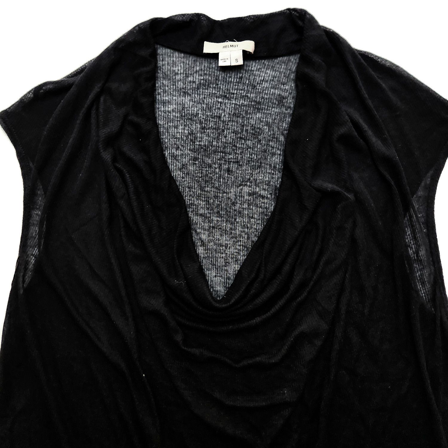 Helmut Lang Helmut Lang Semi-Sheer Modal Ribbed Cowl Neck Sleeveless Top Size S / US 4 / IT 40 - 3 Thumbnail