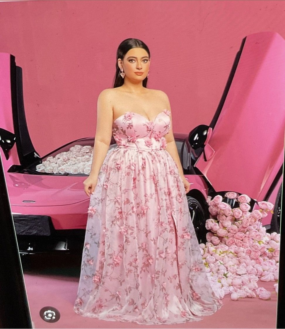 Other Pink floral strapless gown /floral appliqués. Corset back Size XL / US 12-14 / IT 48-50 - 5 Thumbnail