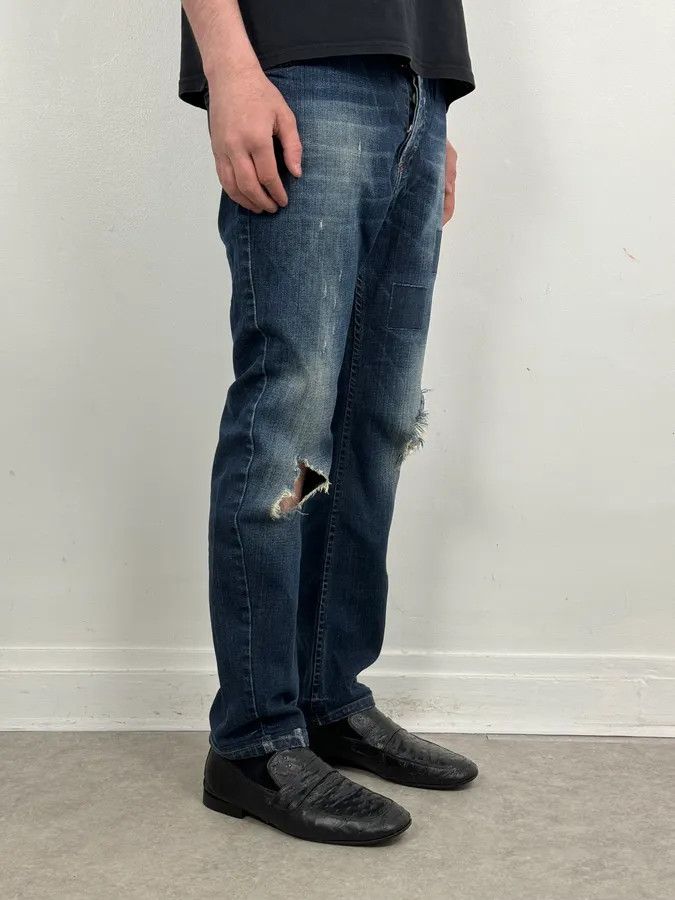 John Galliano 2010s John Galliano Blue Rebel Distressed Denim Jeans Size US 31 - 2 Thumbnail