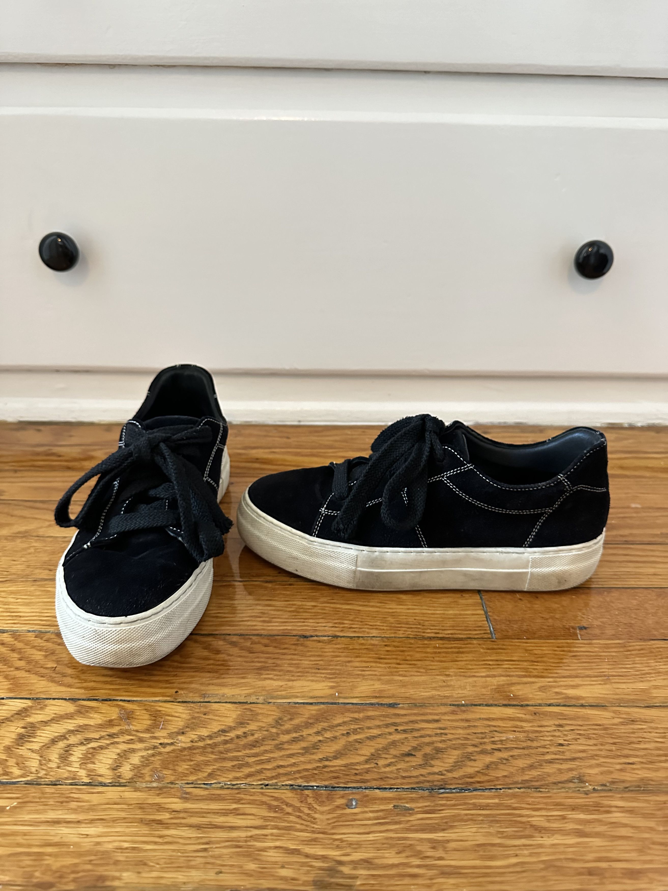 Helmut Lang vintage Helmut Lang women's black suede low top sneakers Size US 8 / IT 38 - 1 Thumbnail