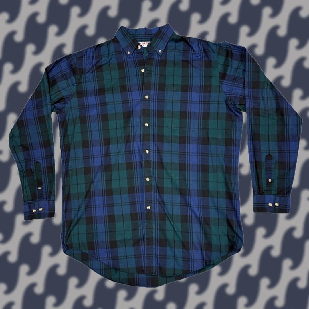McGregor VINTAGE McGregor Classics Plaid Long Sleeve Button Down Shirt Mens XLT Blue / Green, Cotton, Polyester, Button, Pocket, Preppy, Business Casual, 90s? Size US XL / EU 56 / 4 - 1 Thumbnail