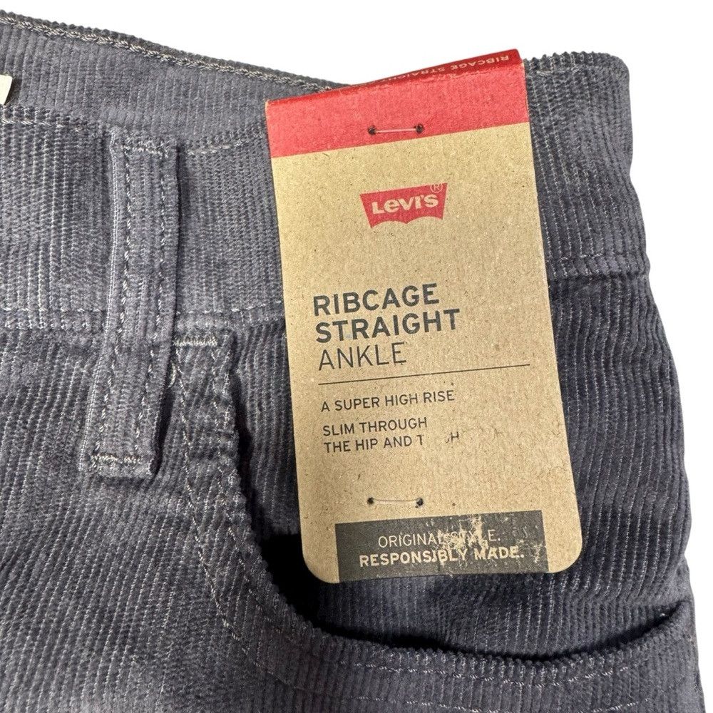Levi's NWT New Levi's Ribcage Straight Ankle Corduroy Grey Pants S Size 26" / US 2 / IT 38 - 6 Thumbnail