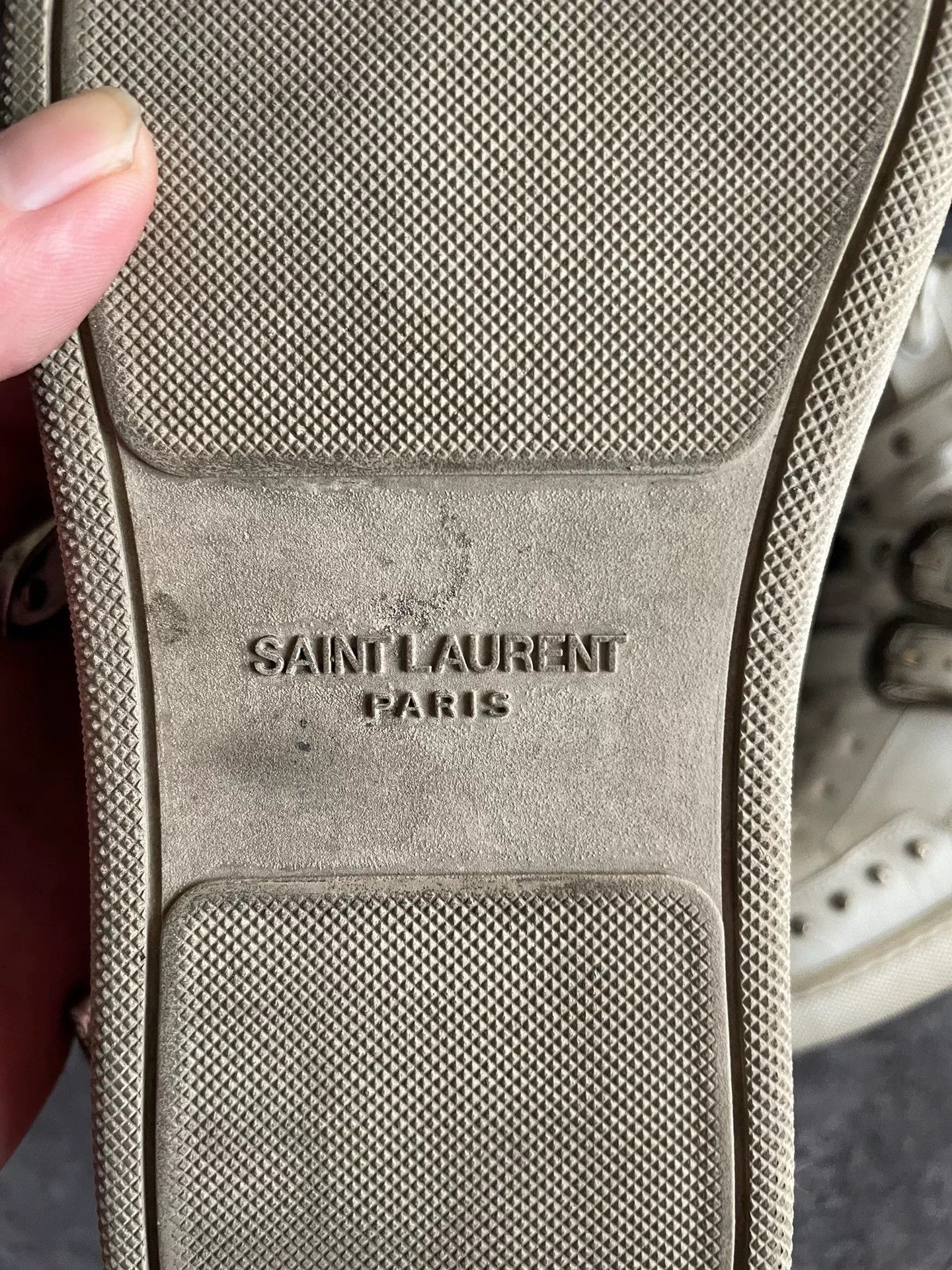 Saint Laurent Paris Saint Laurent White Studded High-Top Sneakers. Size US 7 / EU 40 - 7 Thumbnail