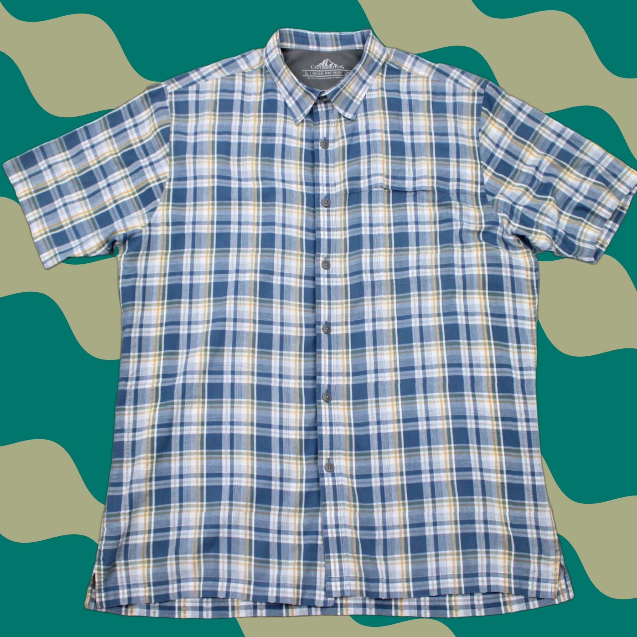 Croft & Barrow Croft & Barrow Quick Dry Shirt Mens L Blue/Yellow Poly/Cotton S/S Button Up Size US L / EU 52-54 / 3 - 1 Thumbnail