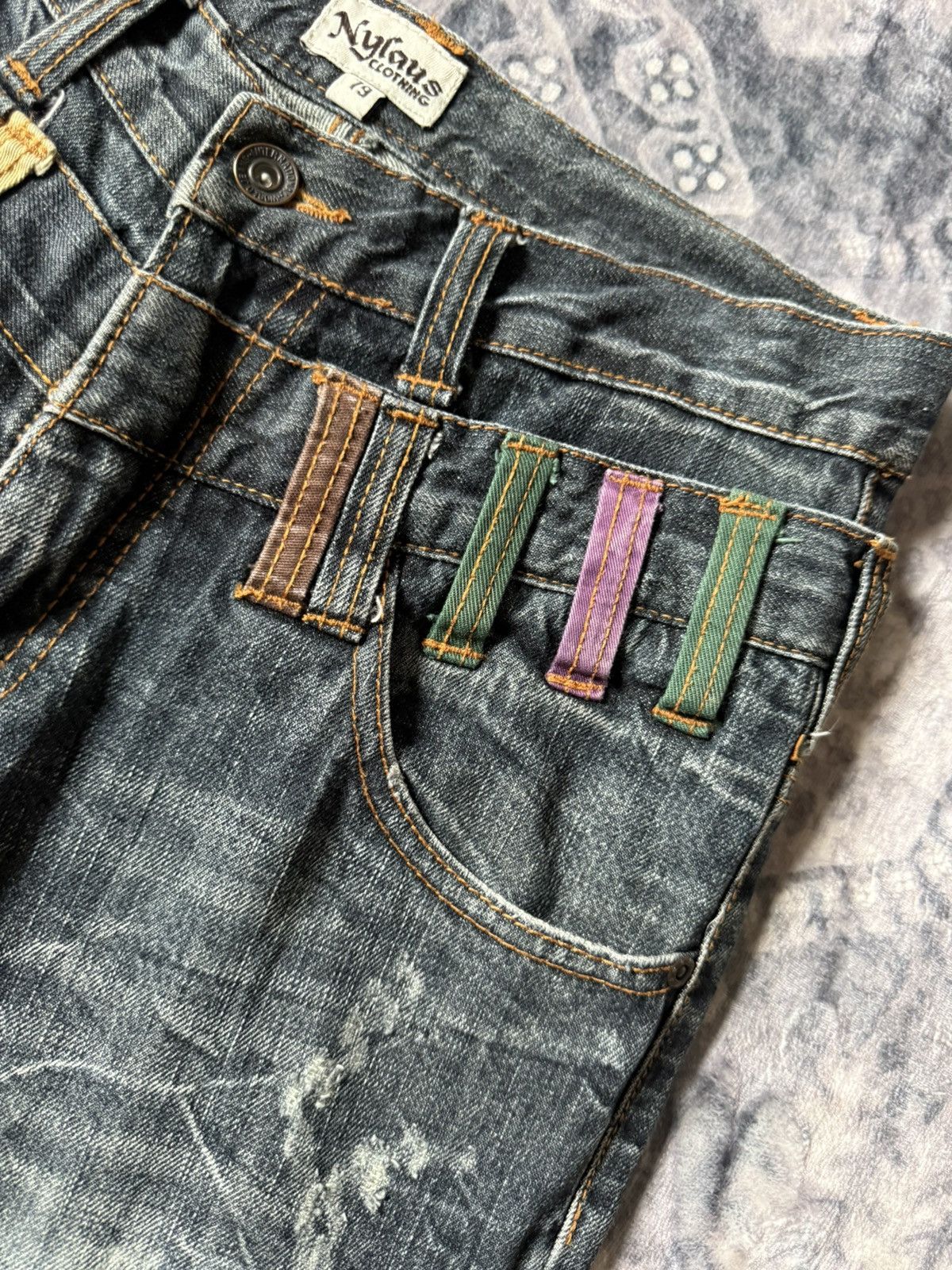 Japanese Brand × LOWBOX × Tete Homme Nylaus Japan Cut And Sew Double Waist Shadow Wash Jeans Size US 30 / EU 46 - 11 Thumbnail