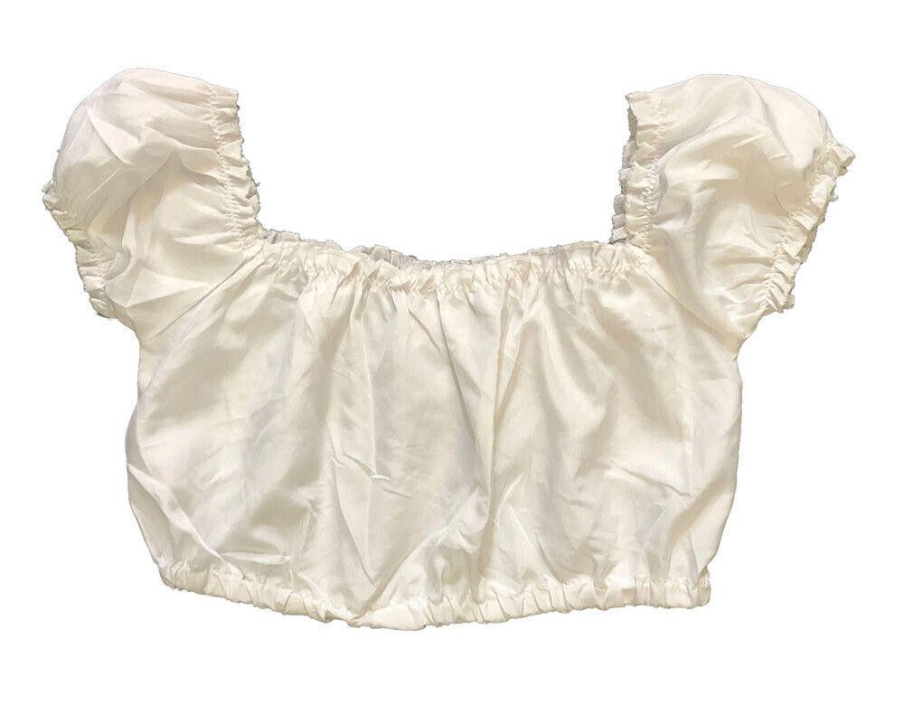 Designer Used White Hand Made Blouse S Crop Top Size S / US 4 / IT 40 - 2 Thumbnail