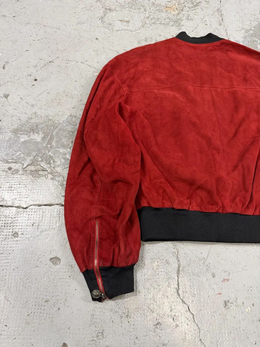 Versace 2000s Versace Red Leather Bomber Jacket Size US M / EU 48-50 / 2 - 11 Thumbnail