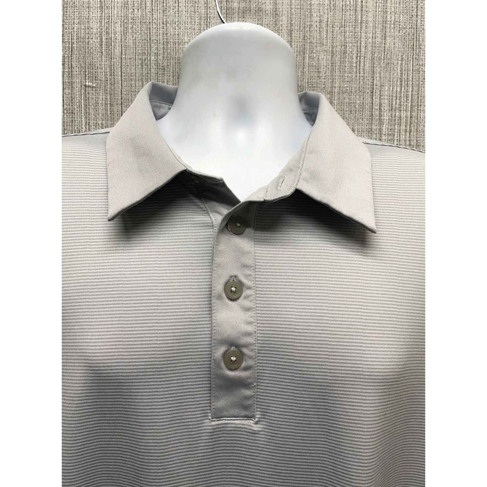 Adidas Adidas ClimaLite Golf Polo Mens XL Light Grey Stripped Gray Size US XL / EU 56 / 4 - 2 Thumbnail