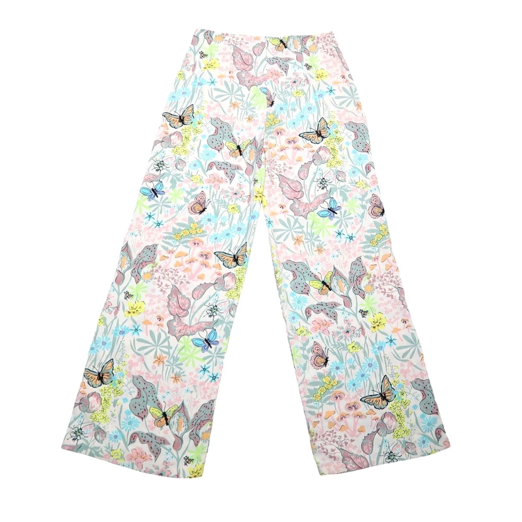 Vintage VINTAGE Never Fully Dressed Pants Dress Pants Wide-Leg Floral Butterfly Cream Pink NWT 4 Women Size 27" / US 4 / IT 40 - 3 Thumbnail