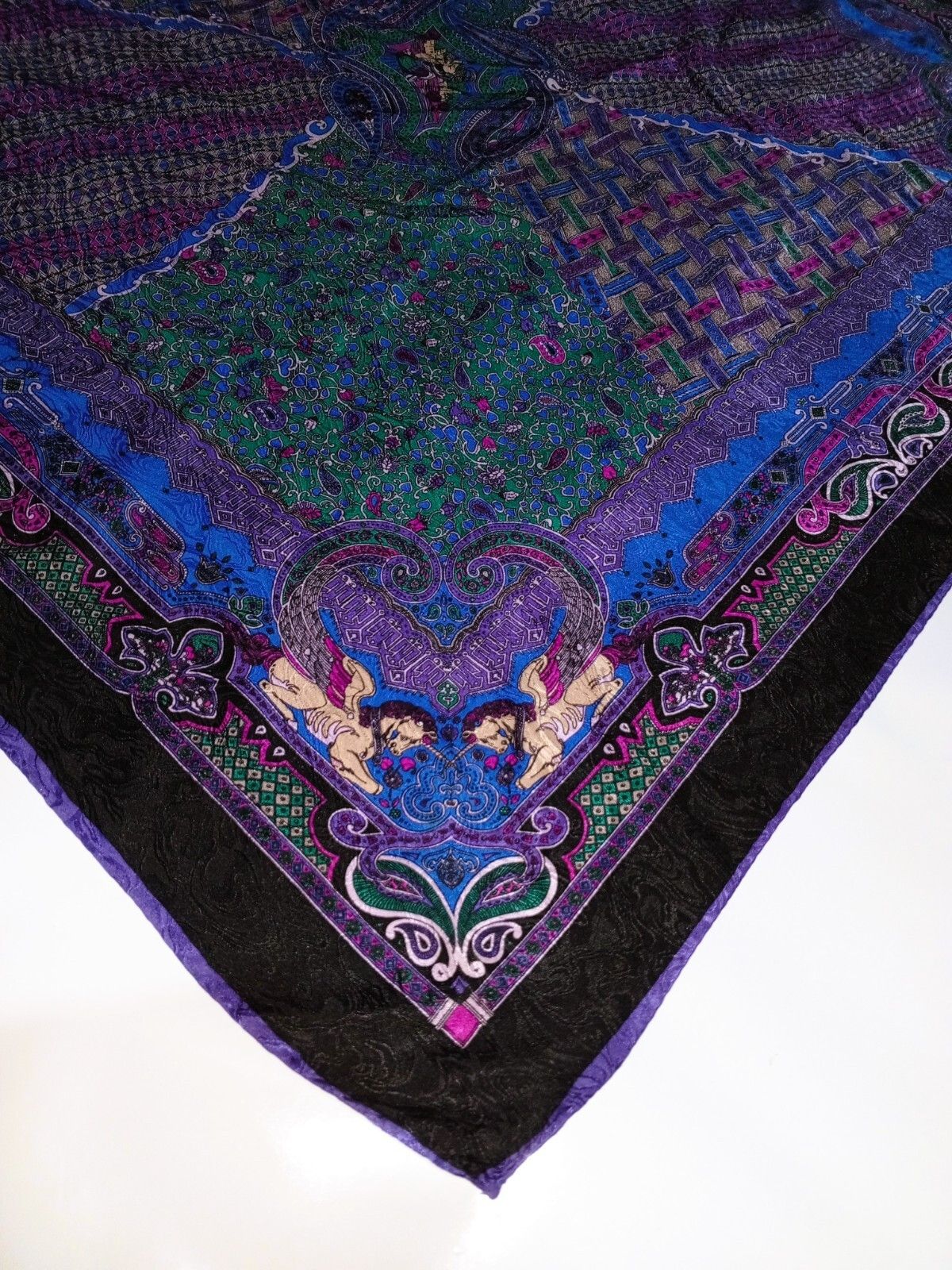 Fendi FENDI ROMA ITALY Blue Indian Sultan Geometric Silk Scarf Size ONE SIZE - 6 Thumbnail