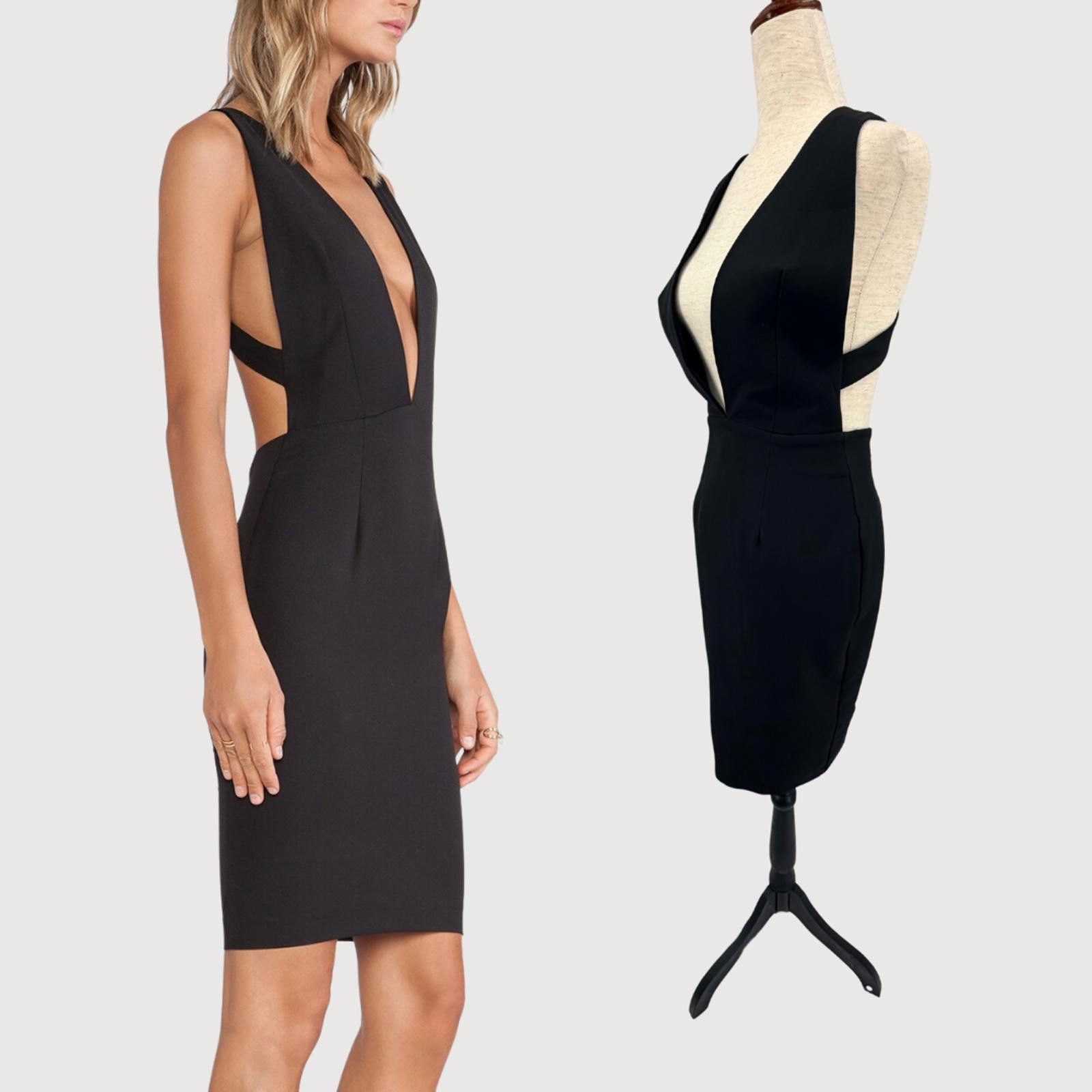 Other Solace London Milo Plunge Dress Black Knee Length 2 Size XS / US 0-2 / IT 36-38 - 3 Thumbnail
