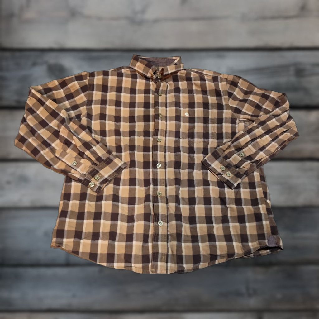 Carhartt VINTAGE Carhartt Shirt Flannel Long Sleeve Button-Up Brown Plaid 2XL Men Workwear Cotton Brown Tan Plaid 90s Outdoor Size US XXL / EU 58 / 5 - 1 Thumbnail