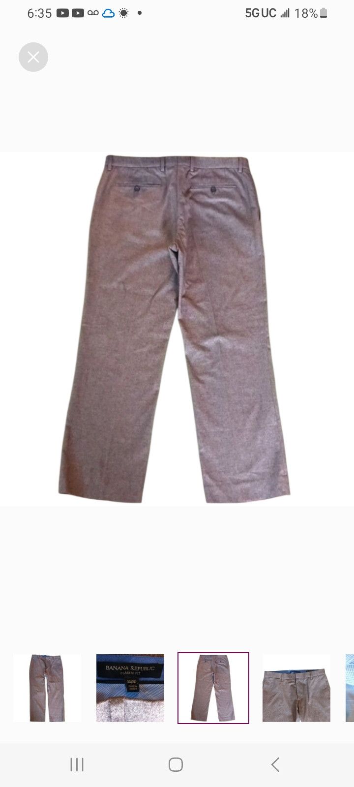 Banana Republic Banana Republic Classic Fit Cotton Pants Size US 33 - 3 Thumbnail