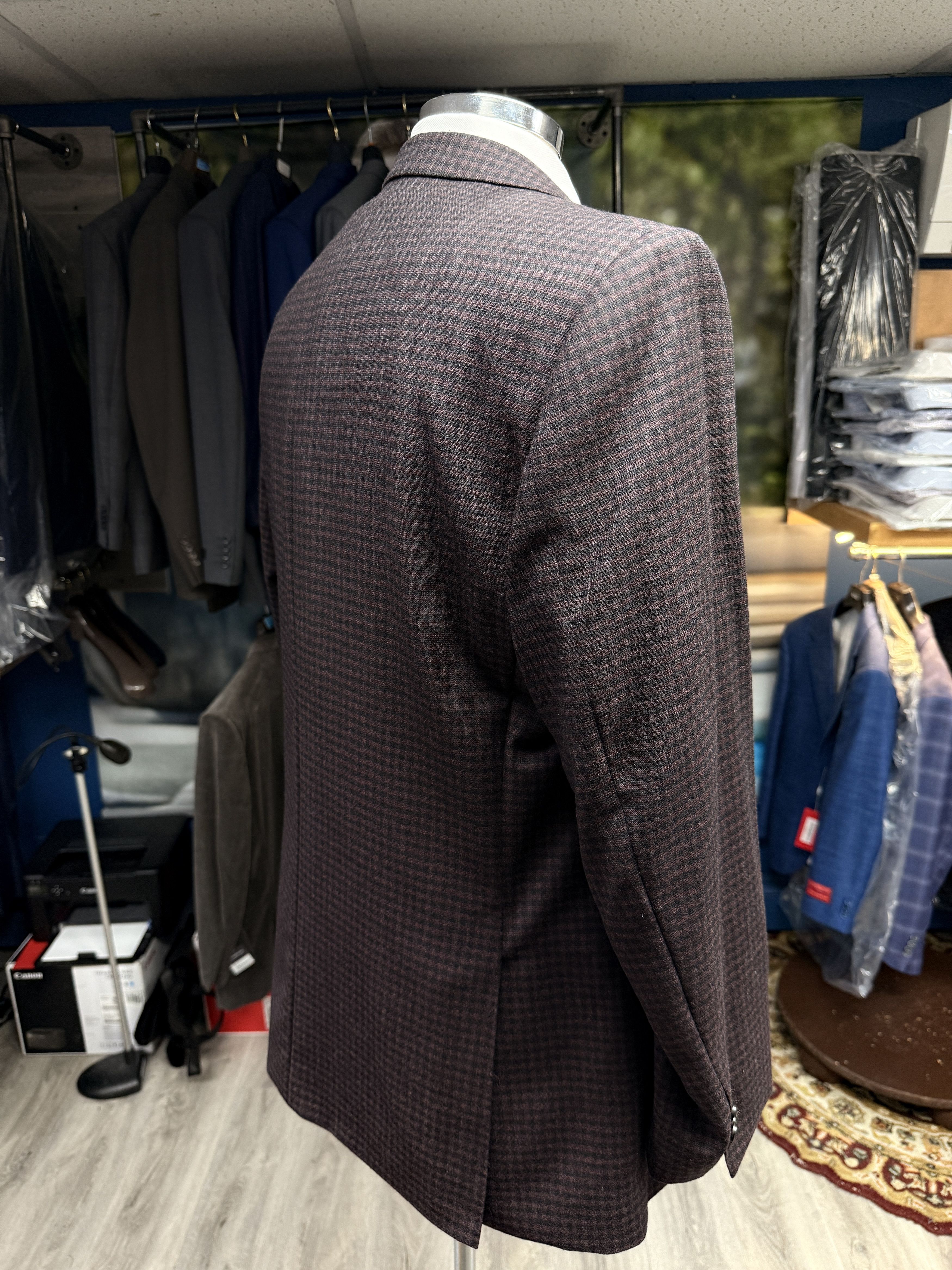 Designer × Other Sartoria Tosi 44R Maroon Plaid Sport Jacket Size 44R - 7 Thumbnail